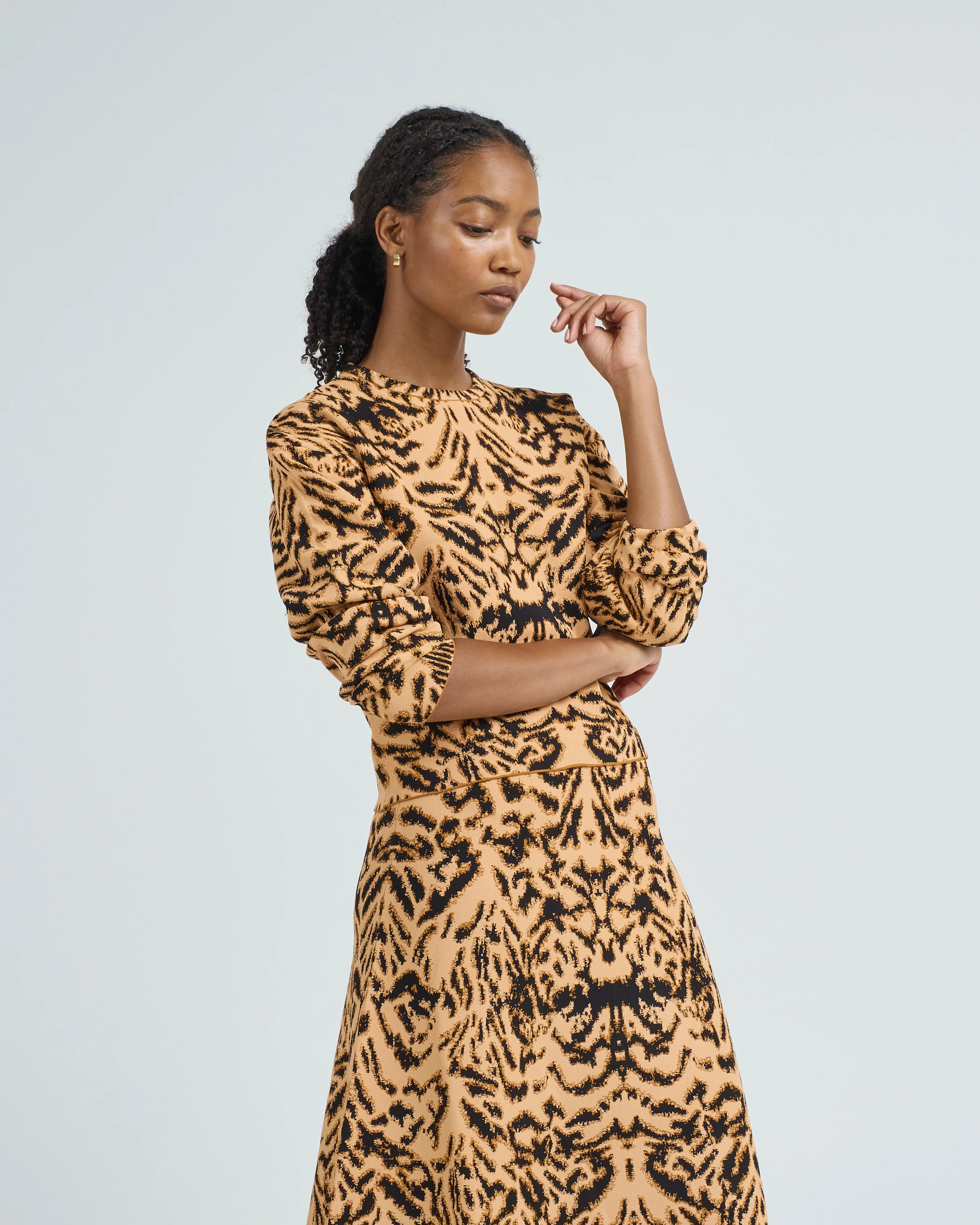 cade jacquard knit long sleeve pullover - Image 2