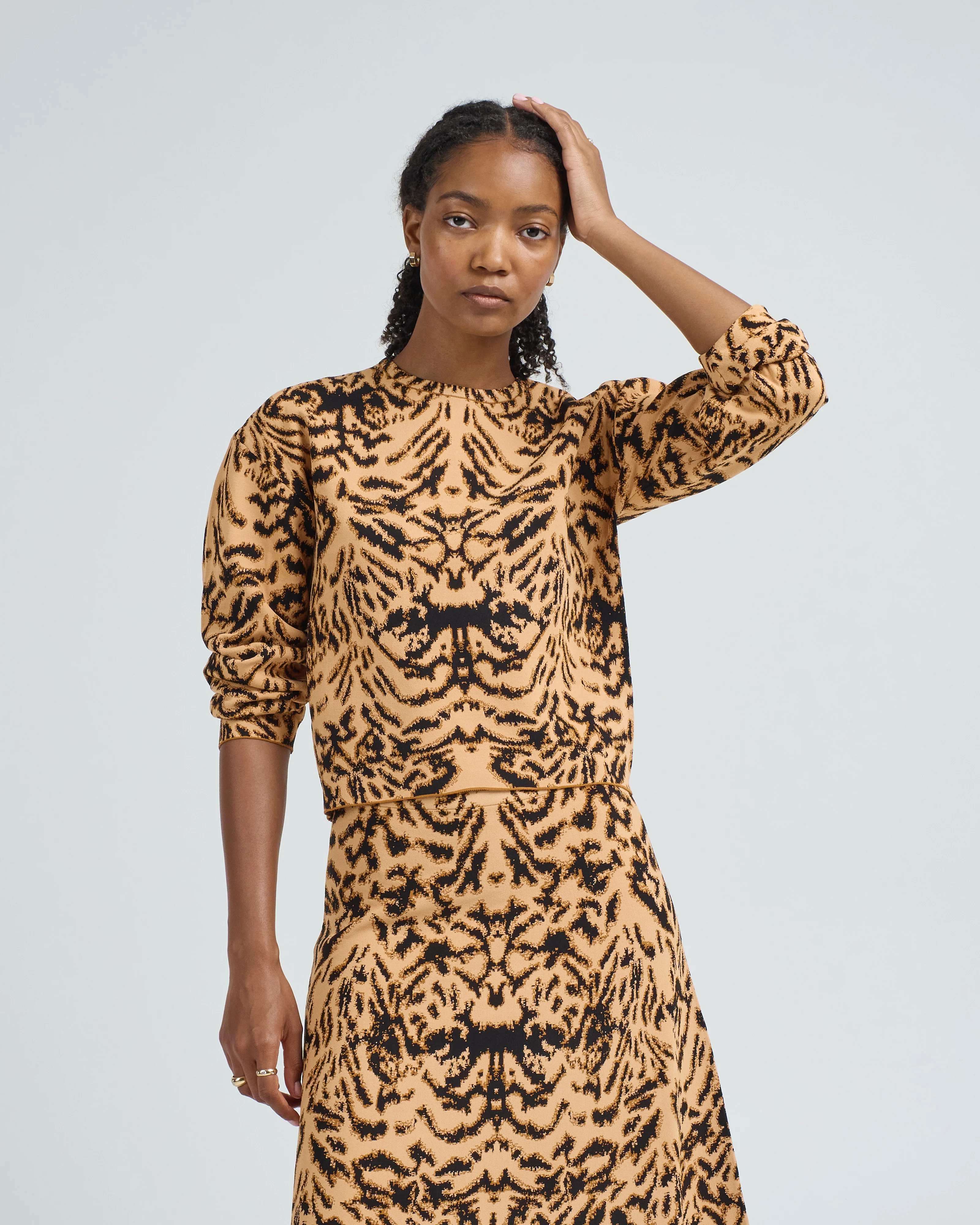 cade jacquard knit long sleeve pullover - Image 3