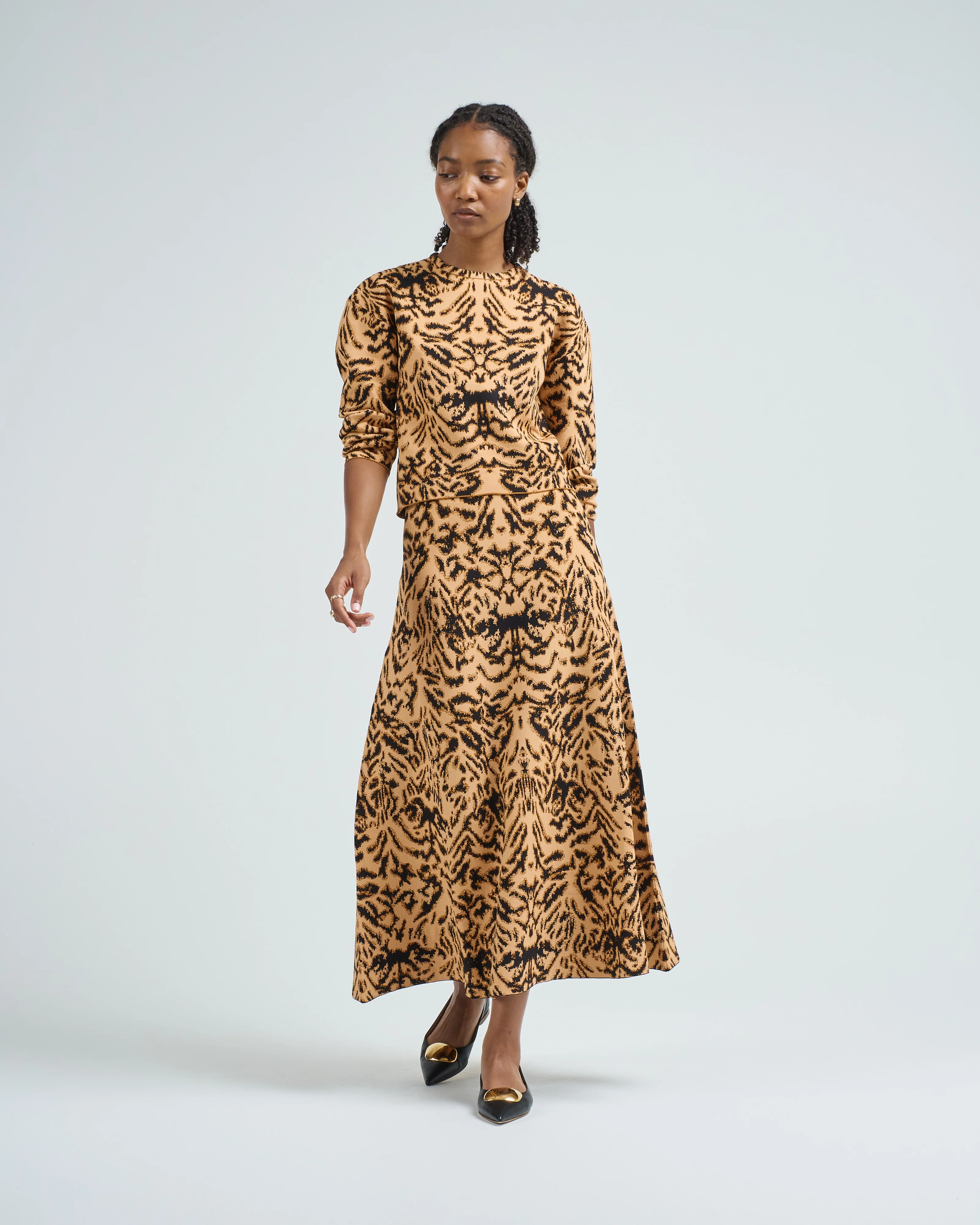 cade jacquard knit long sleeve pullover - Image 5