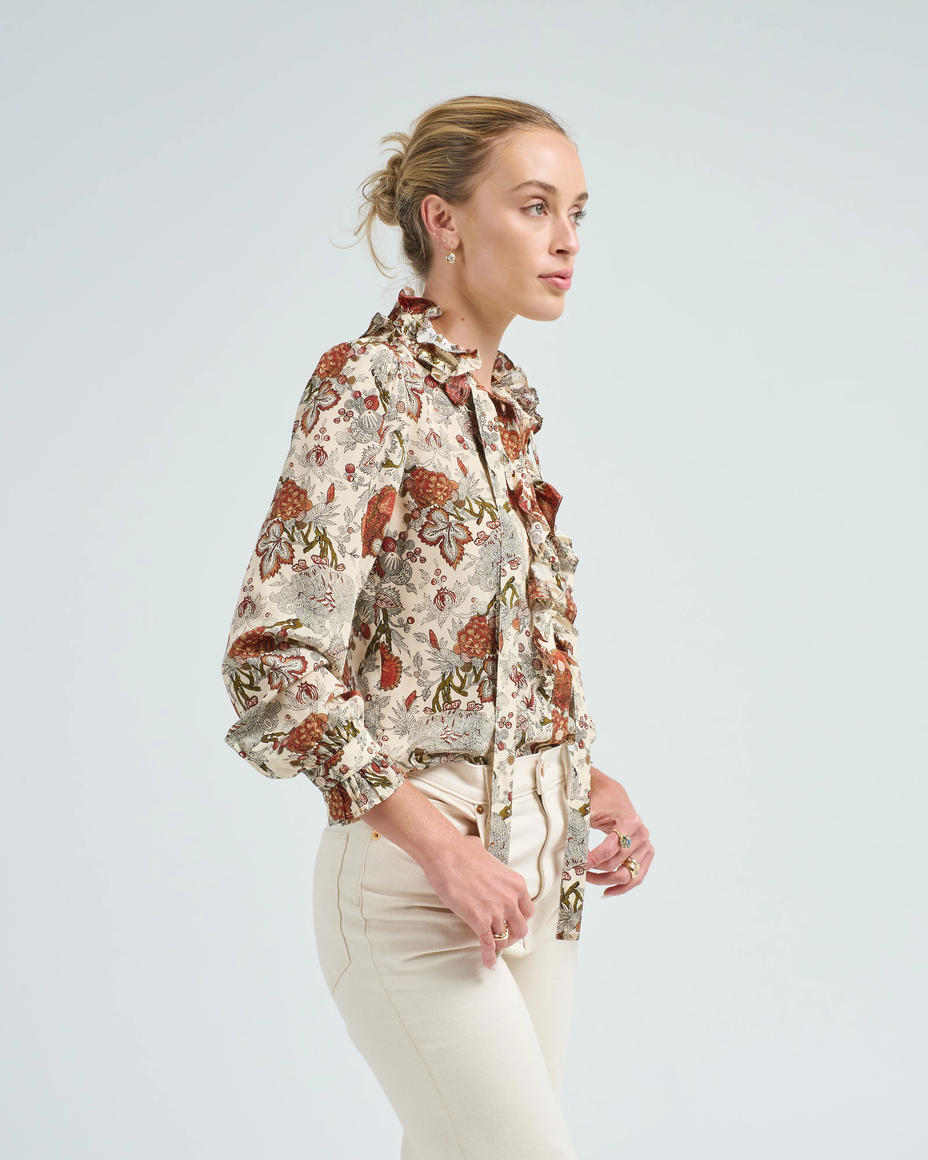 catroux silk long sleeve button front blouse - Image 3