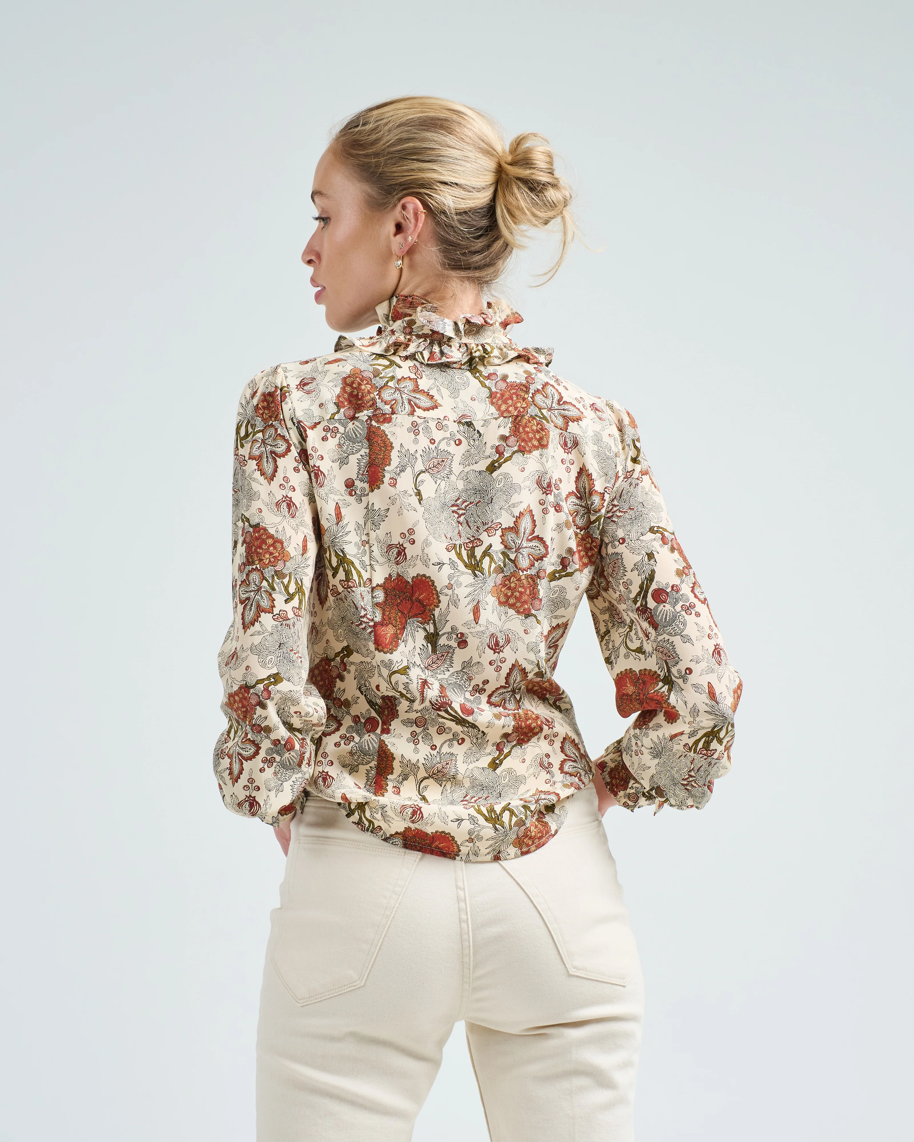 catroux silk long sleeve button front blouse - Image 4