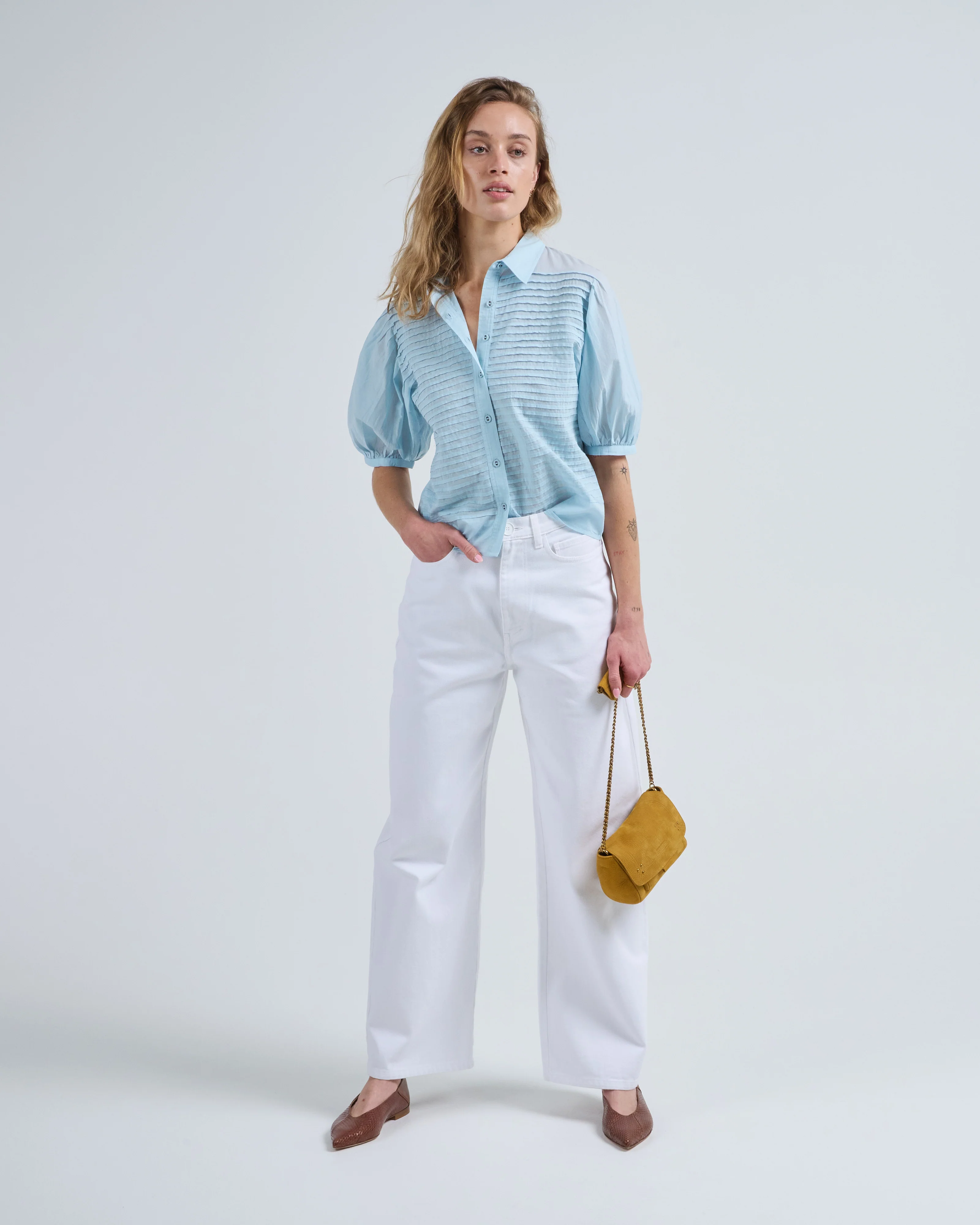cordelia short sleeve button up top