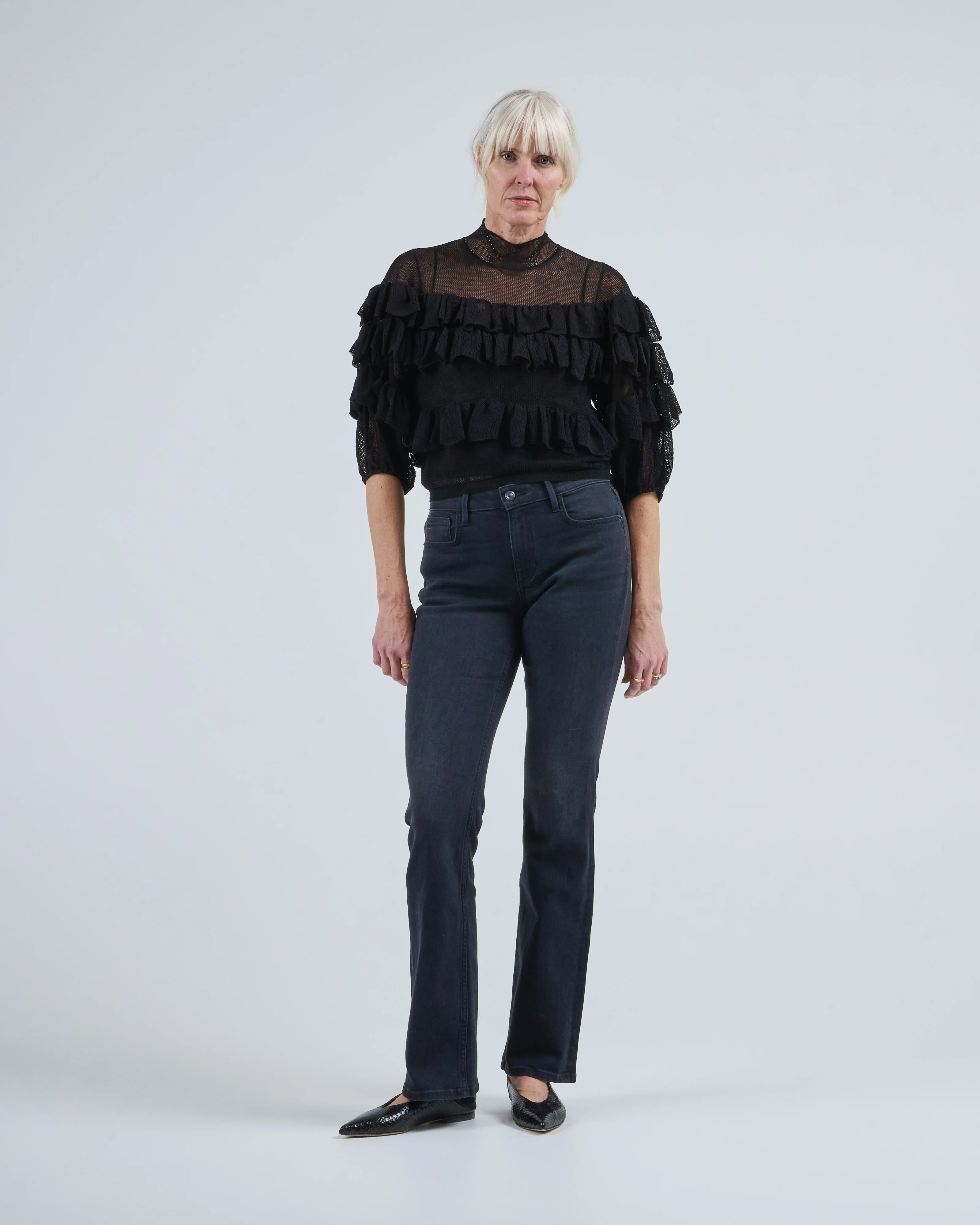 corinna mock neck tiered ruffle top - Image 2
