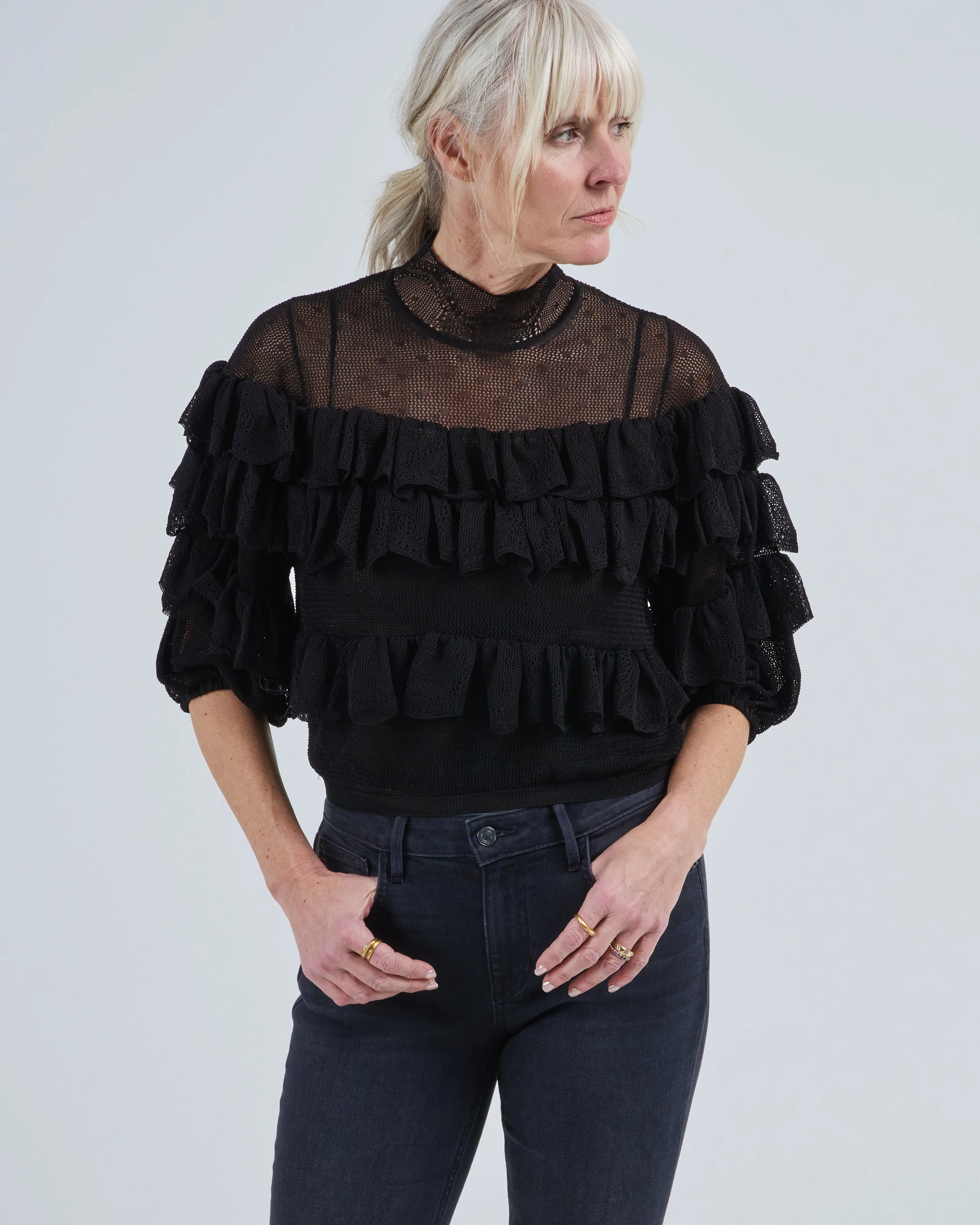 corinna mock neck tiered ruffle top - Image 3