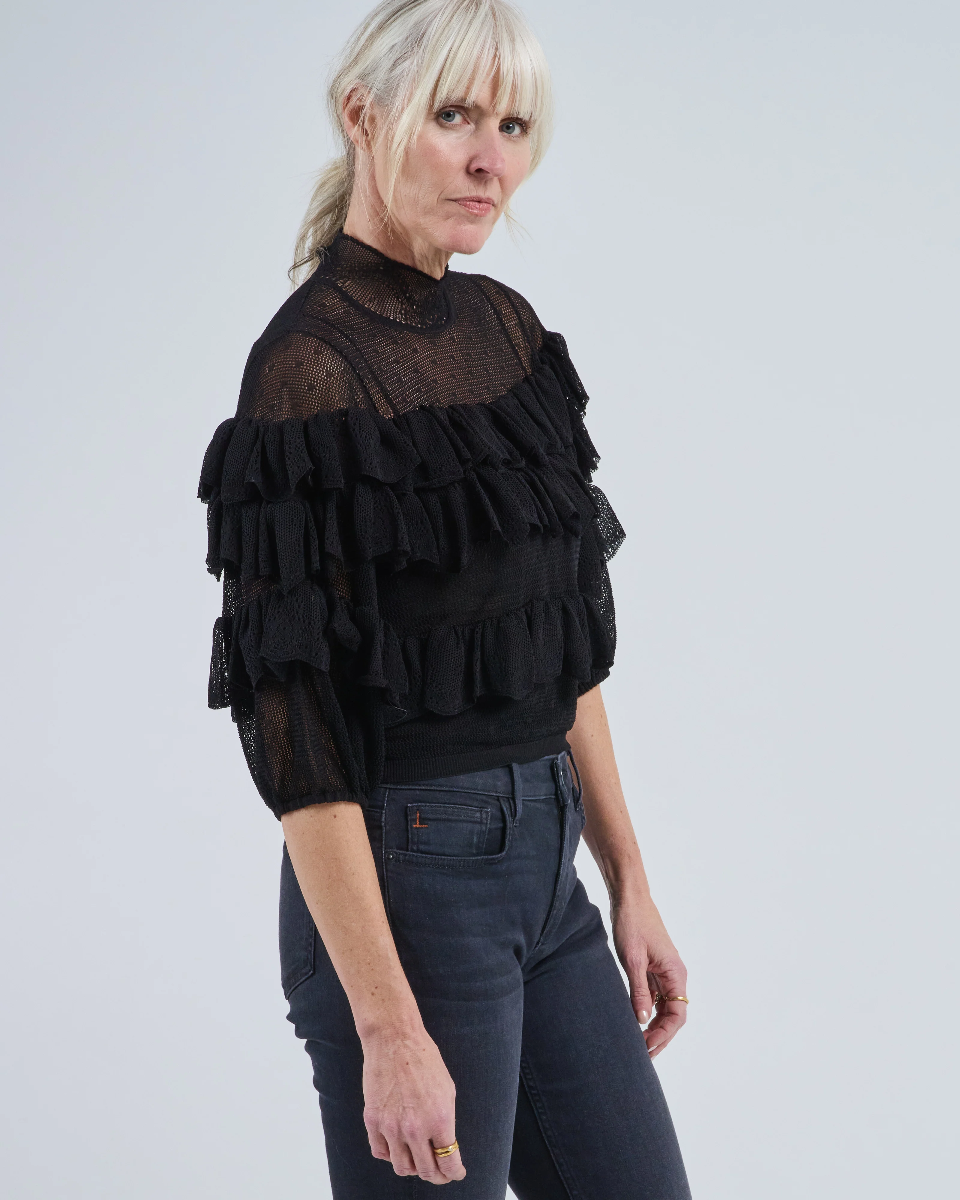 corinna mock neck tiered ruffle top - Image 4