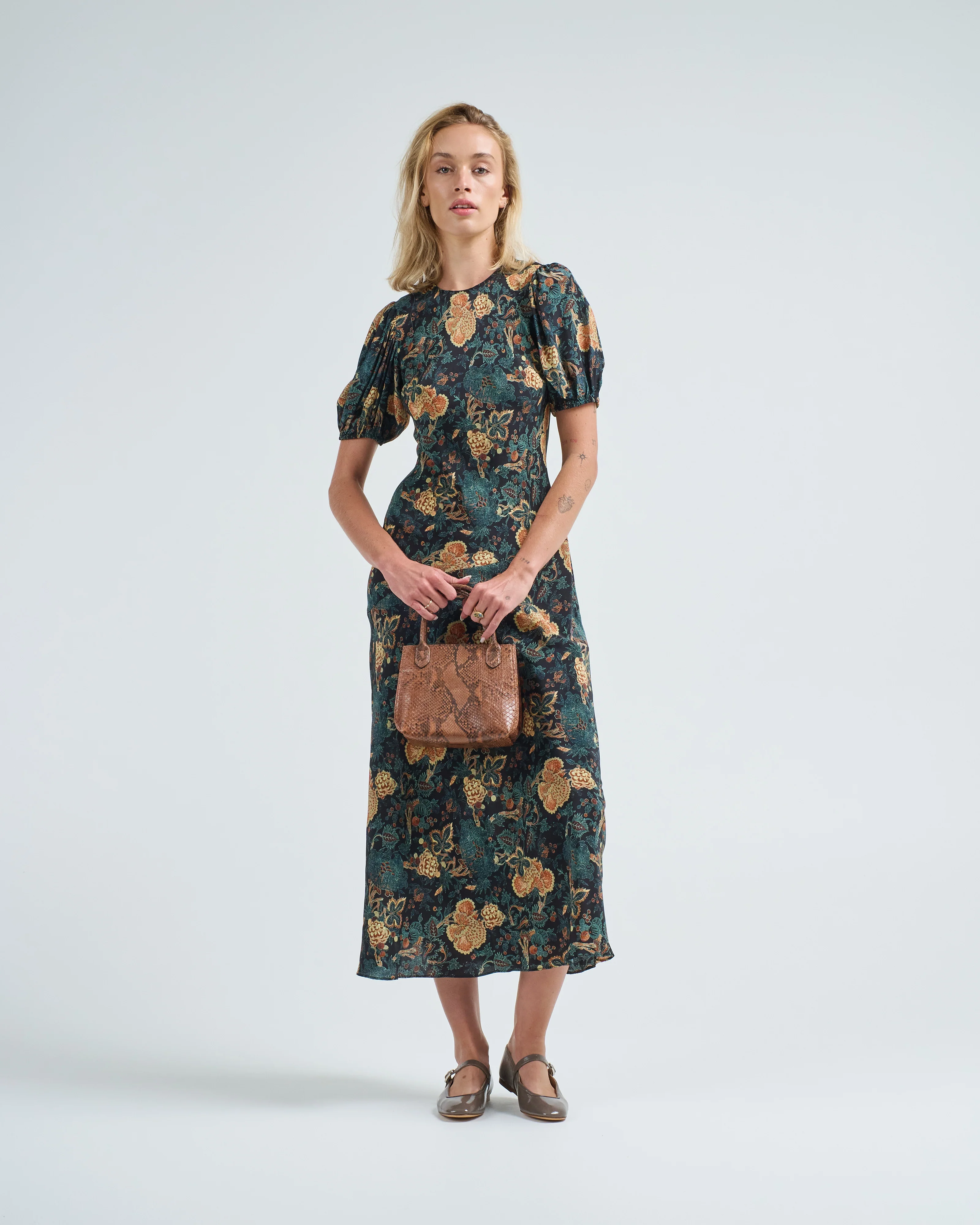ines puff sleeve midi dress - Image 2