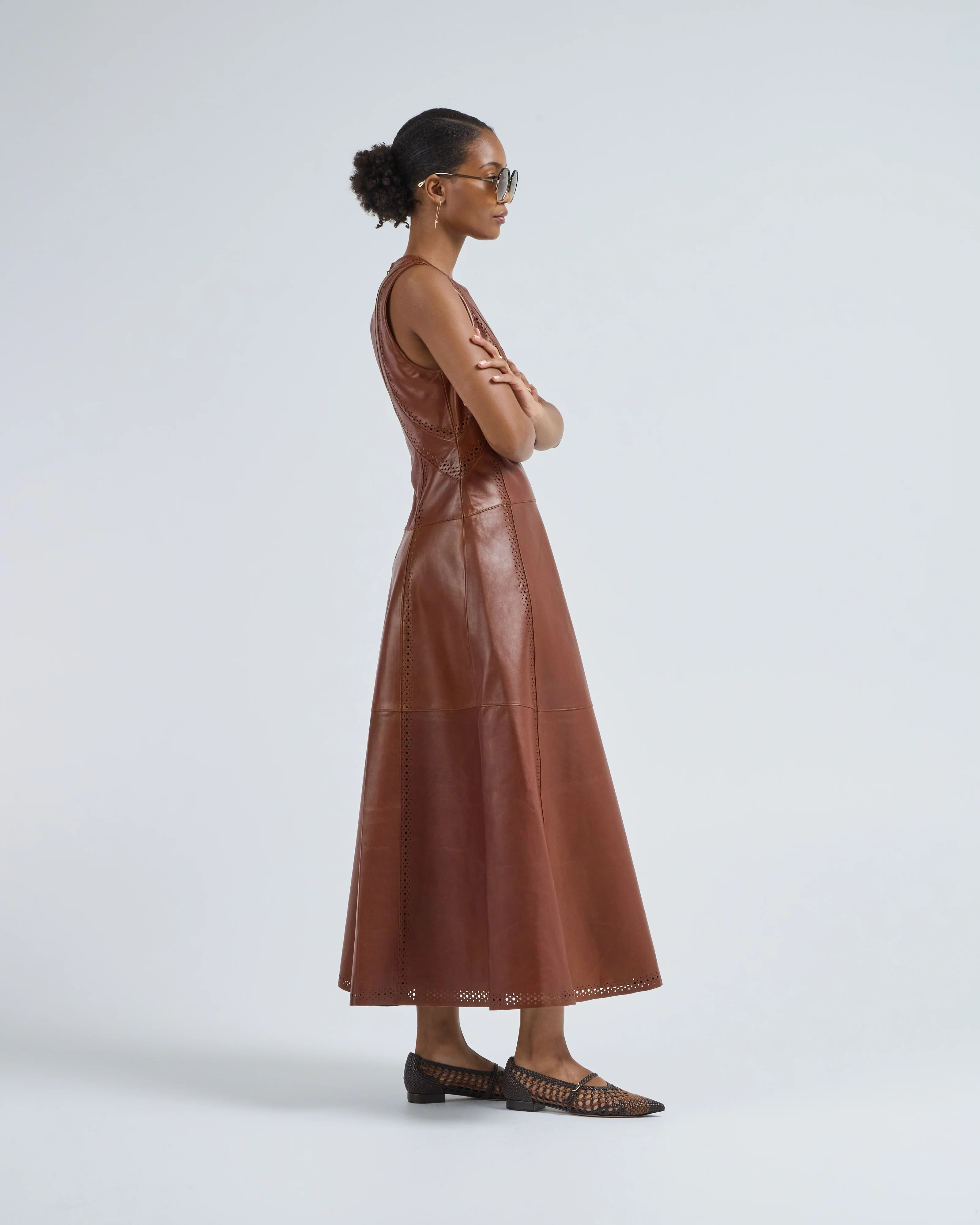 juliette leather sleeveless midi dress