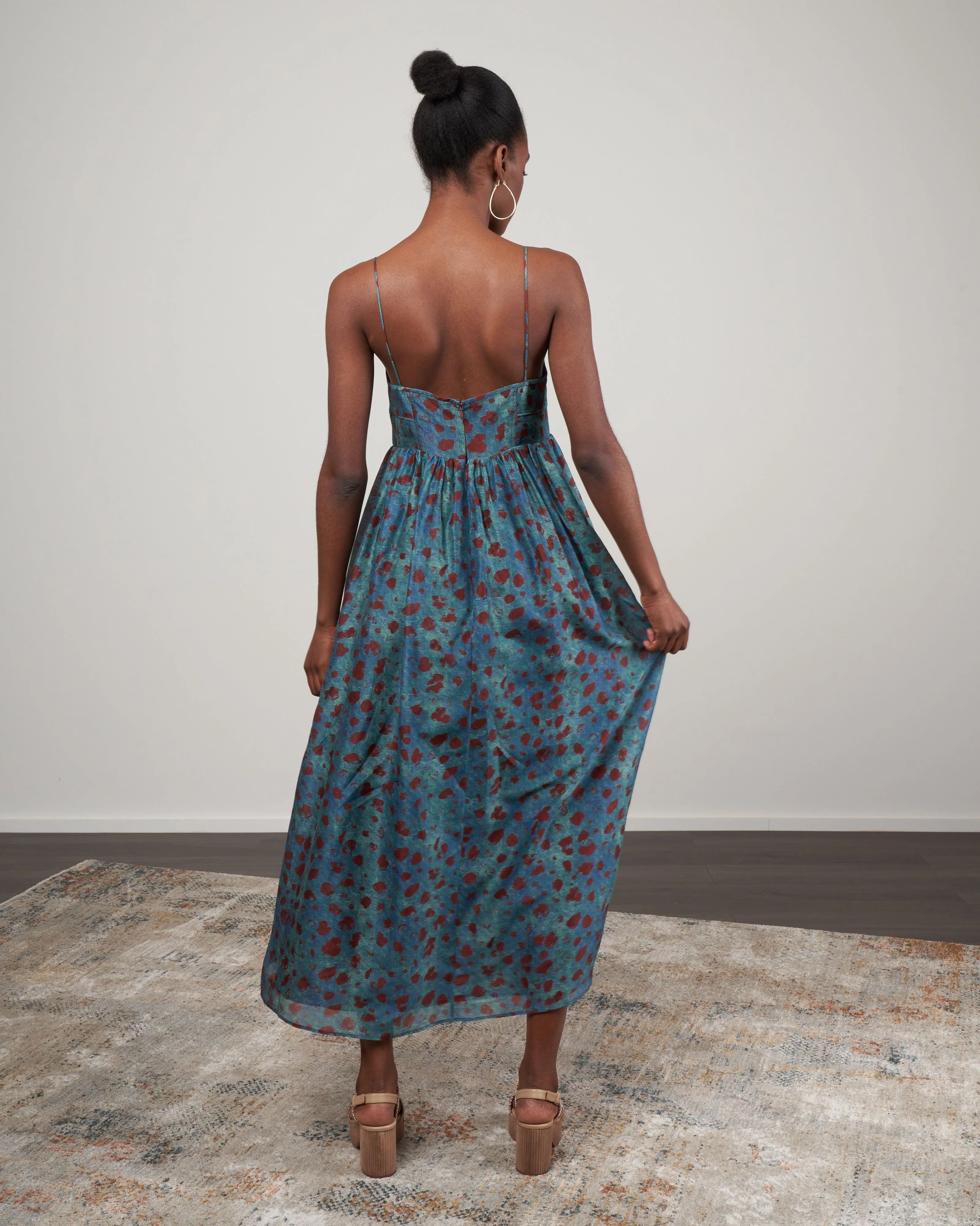 mariza dress - teal handprint dot - Image 3