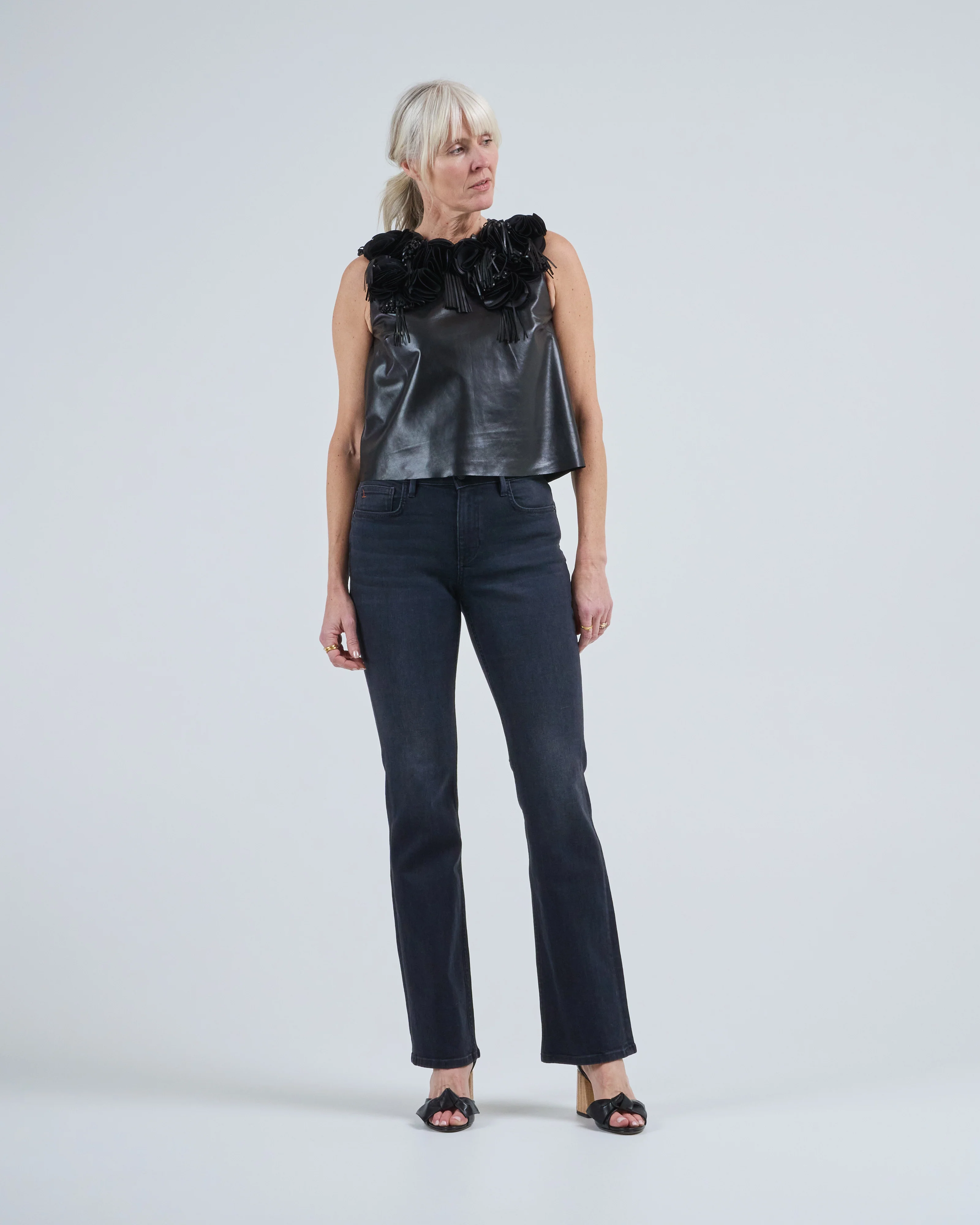 marlowe floral applique leather top - Image 2