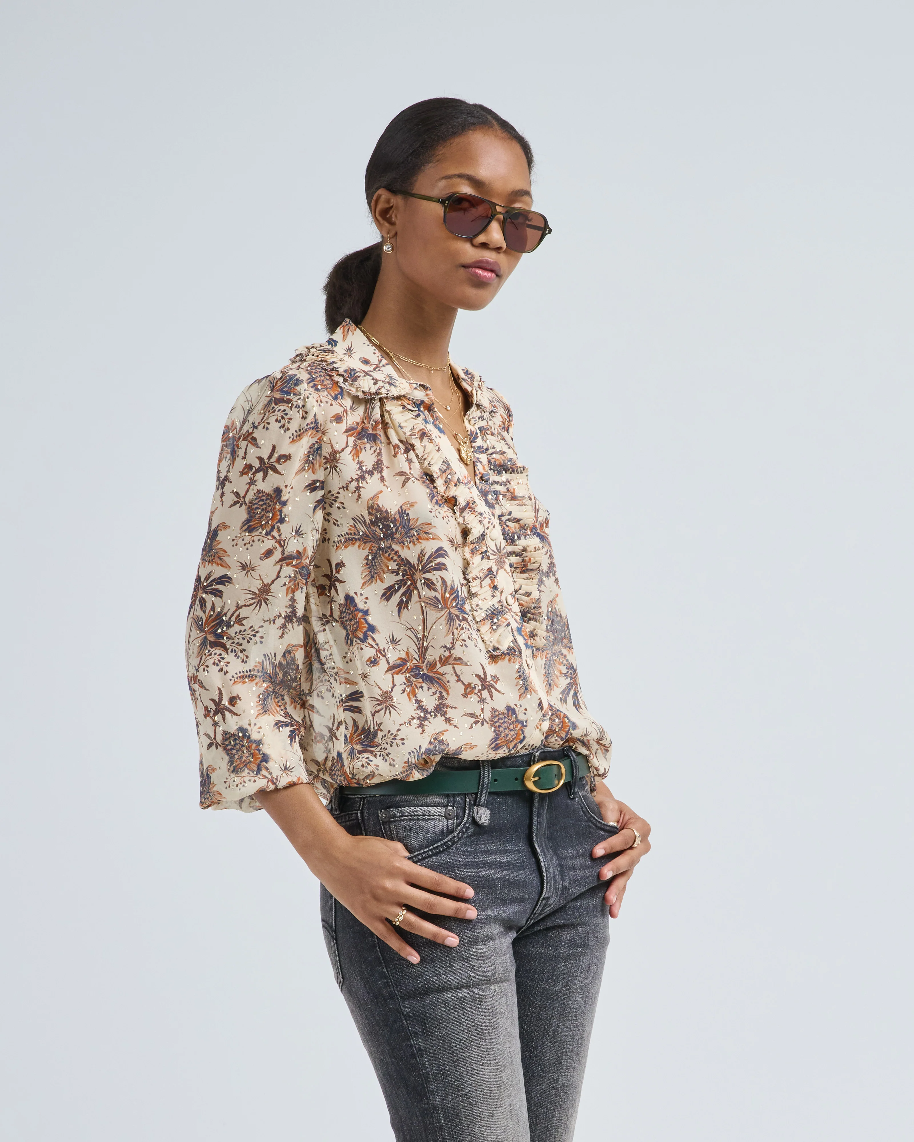 nina ruffle button front blouse - Image 2