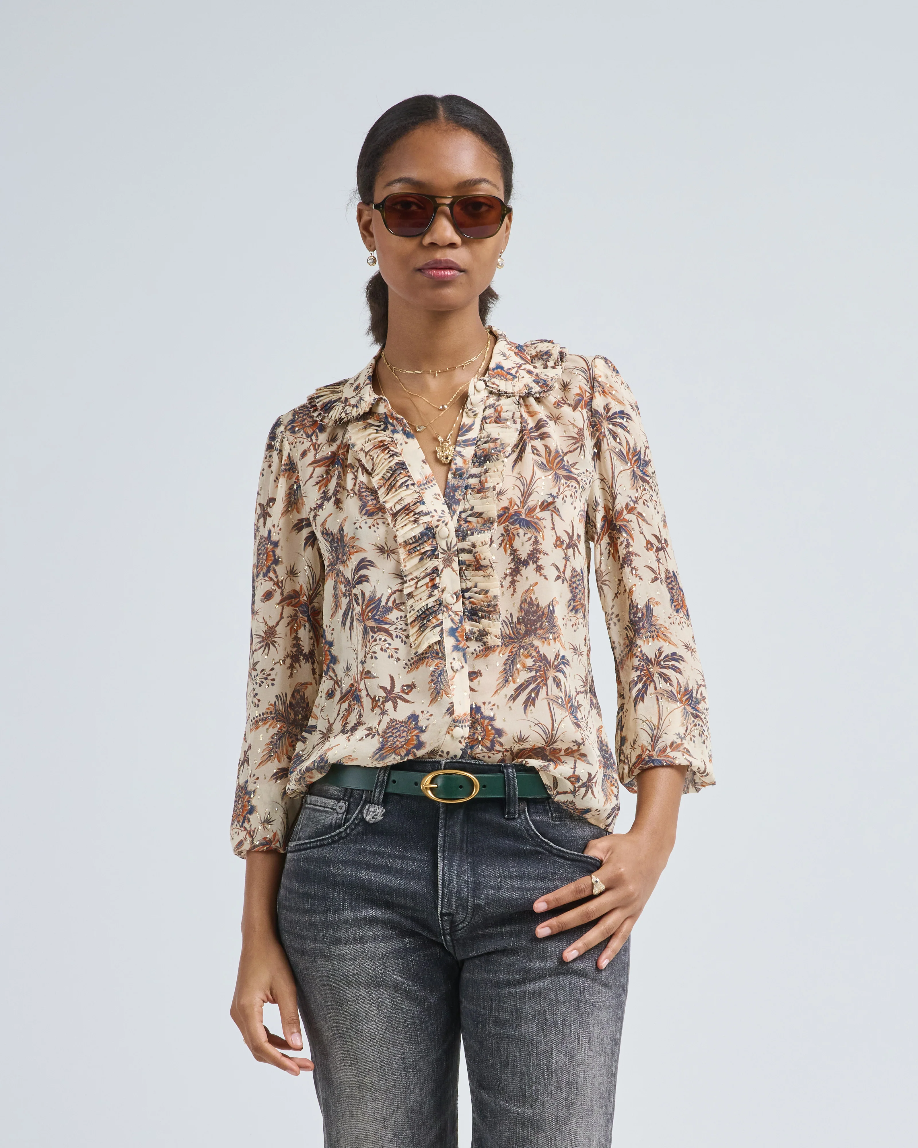 nina ruffle button front blouse - Image 4