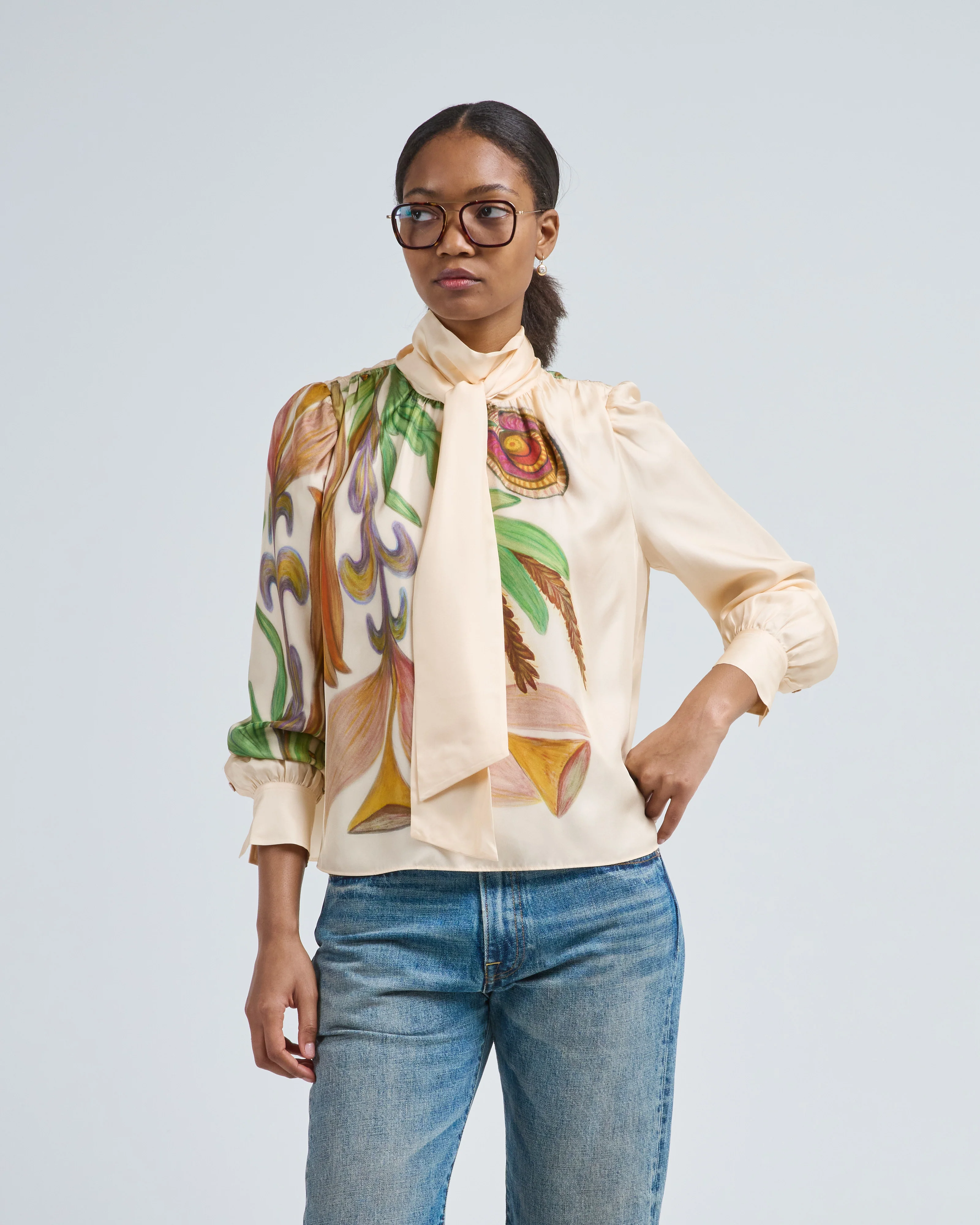 ornament tie neck blouse - Image 3