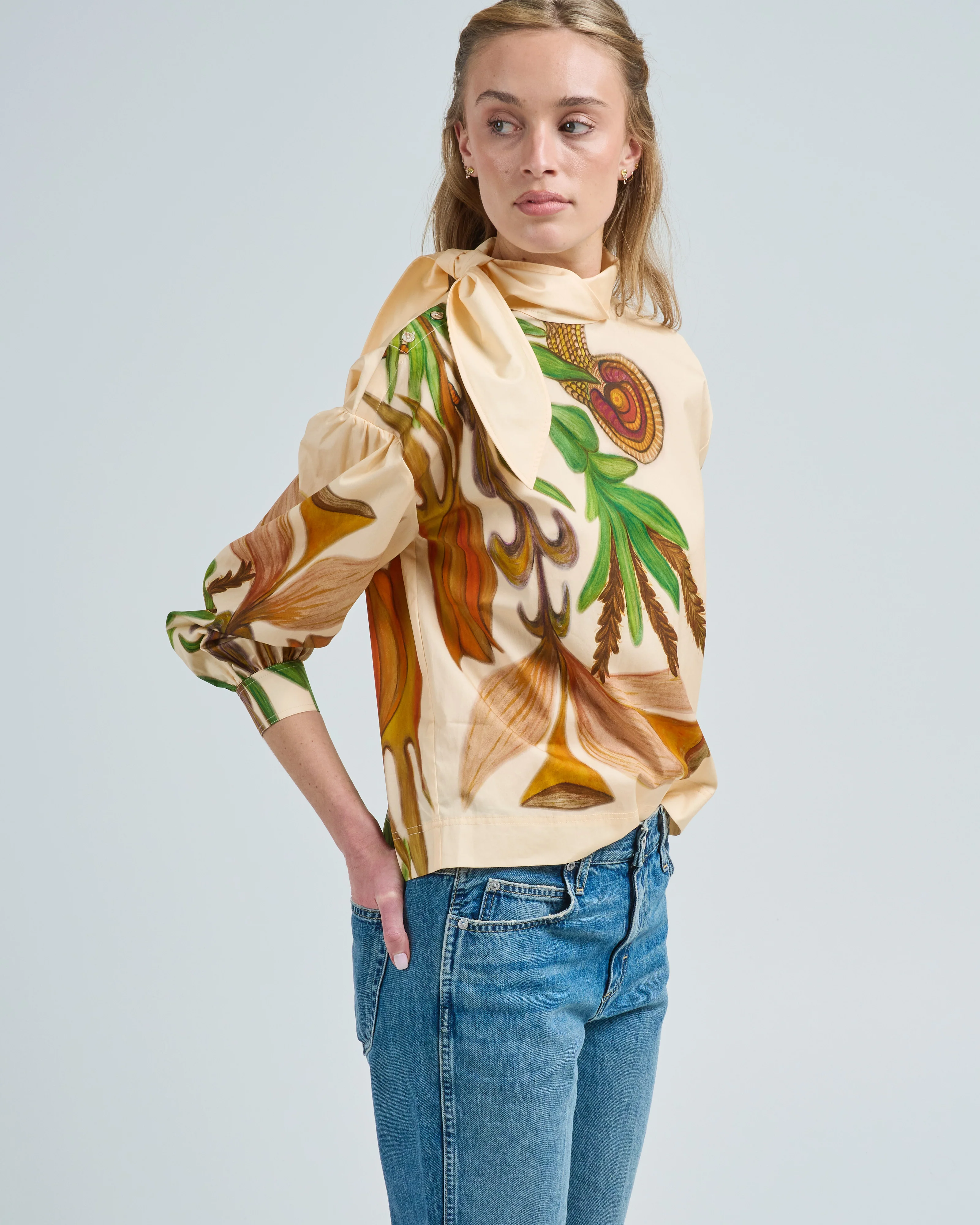 pastel ls tie neck blouse - Image 2