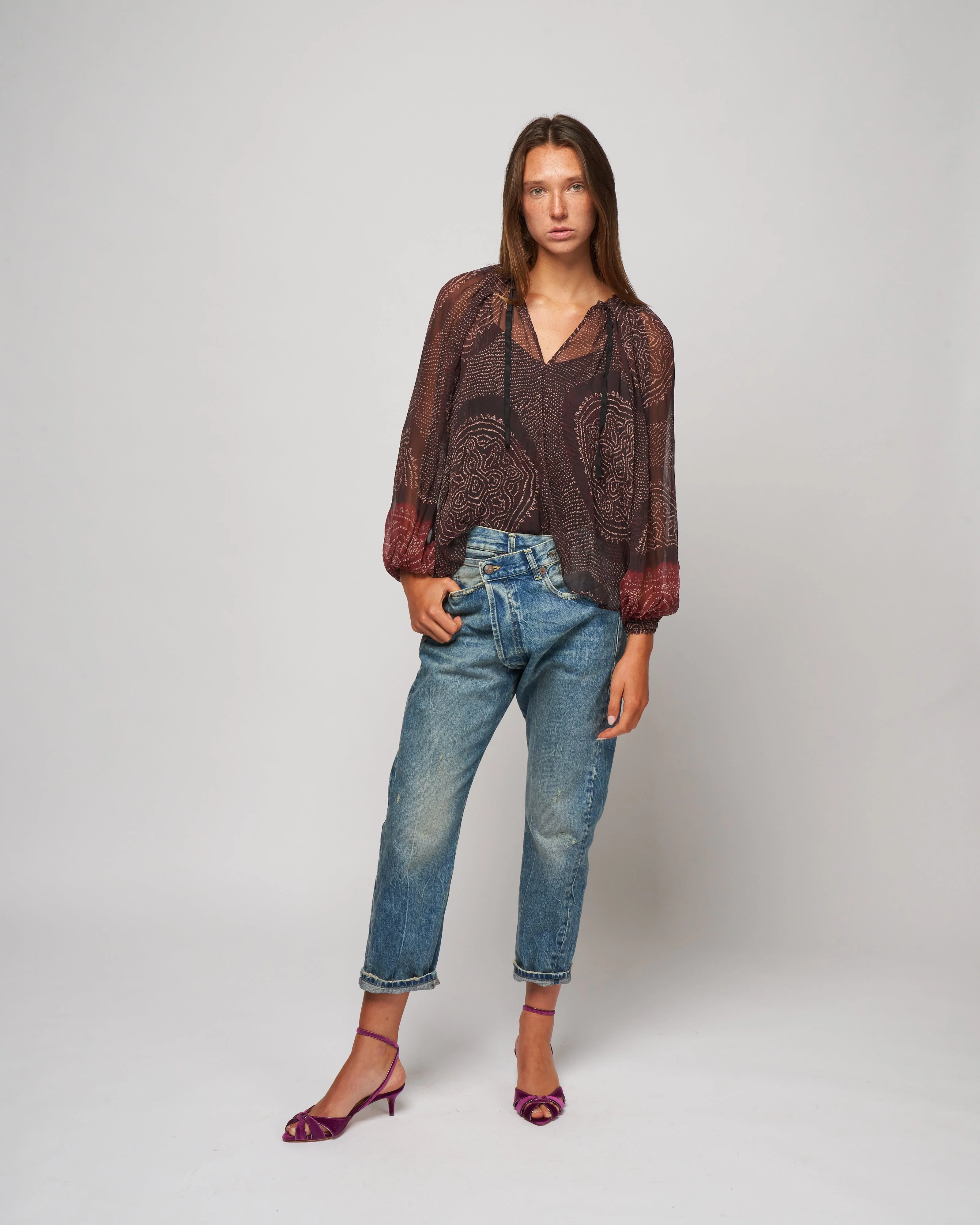 pauline blouse - garnet - Image 2
