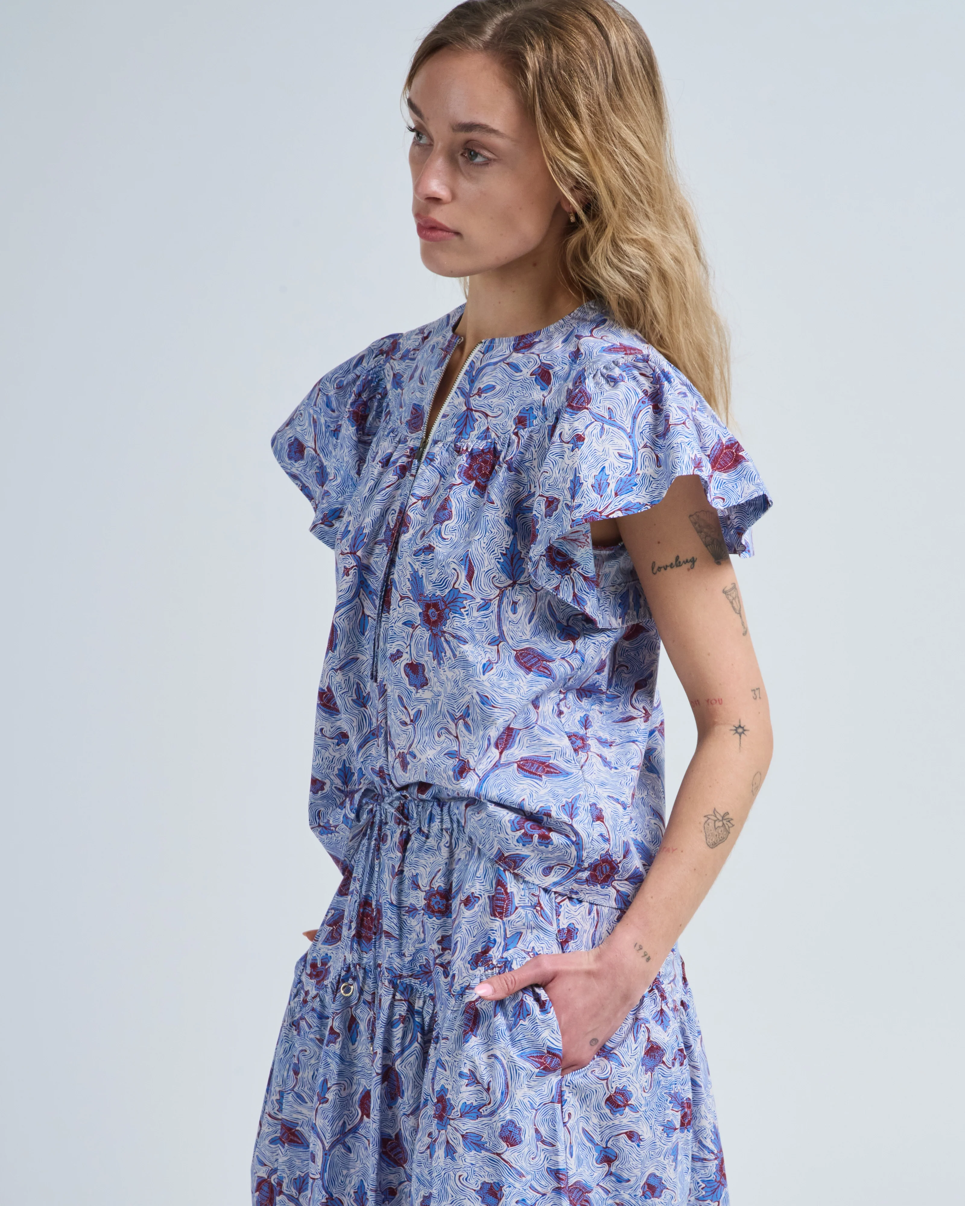 perline short sleeve cotton blouse - Image 2