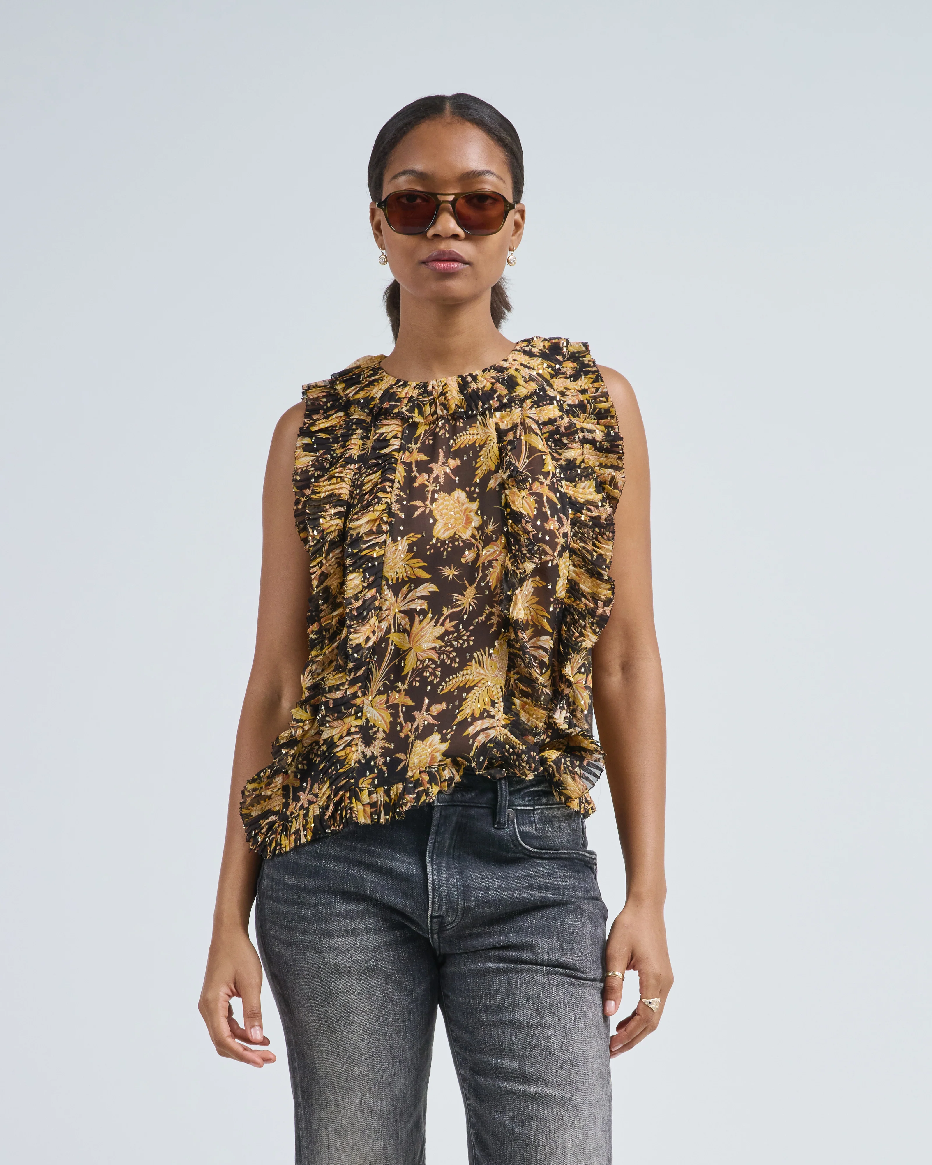 sabra cascading ruffle top