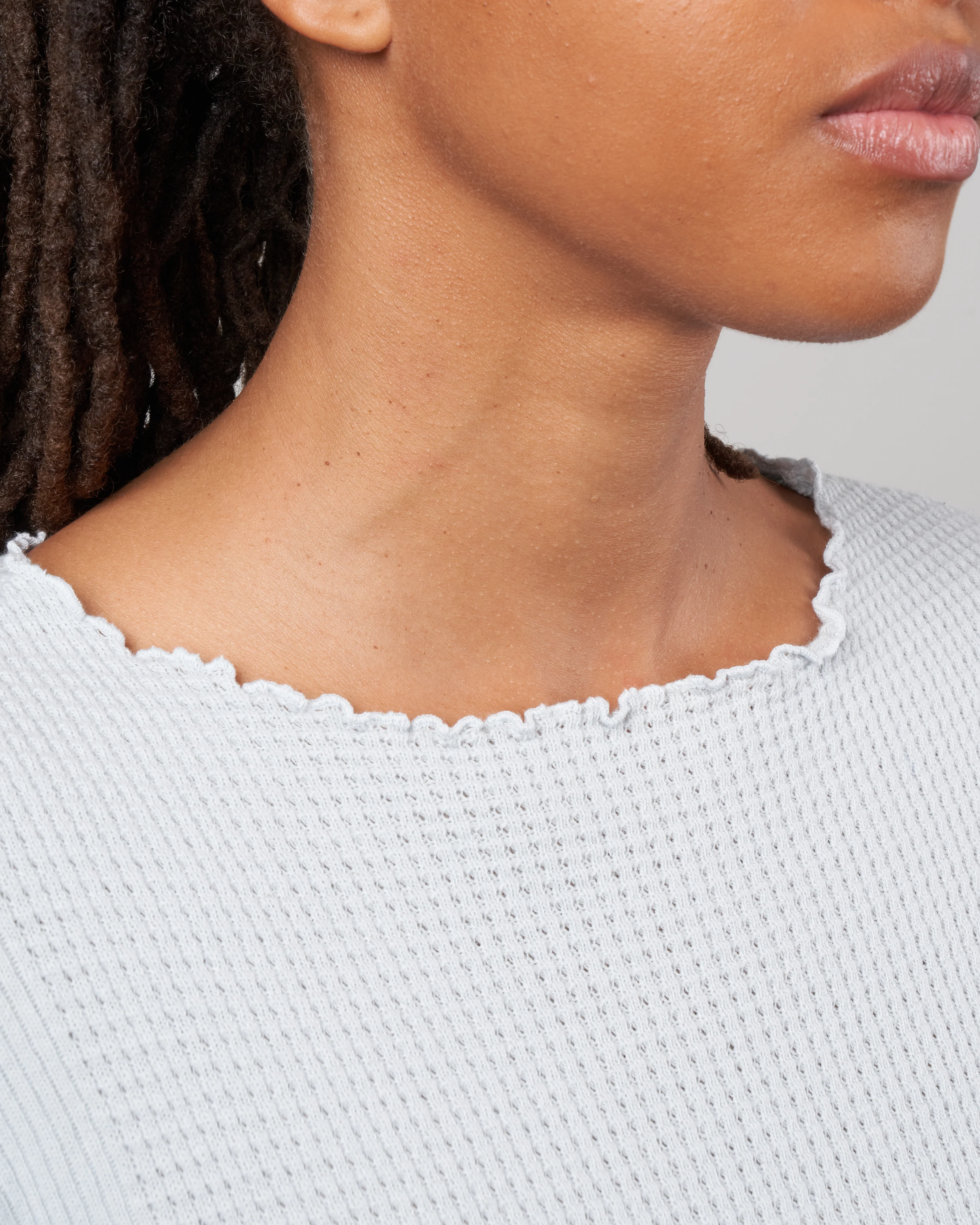 waffle rib combo tube, long sleeve crew top - grey - Image 4