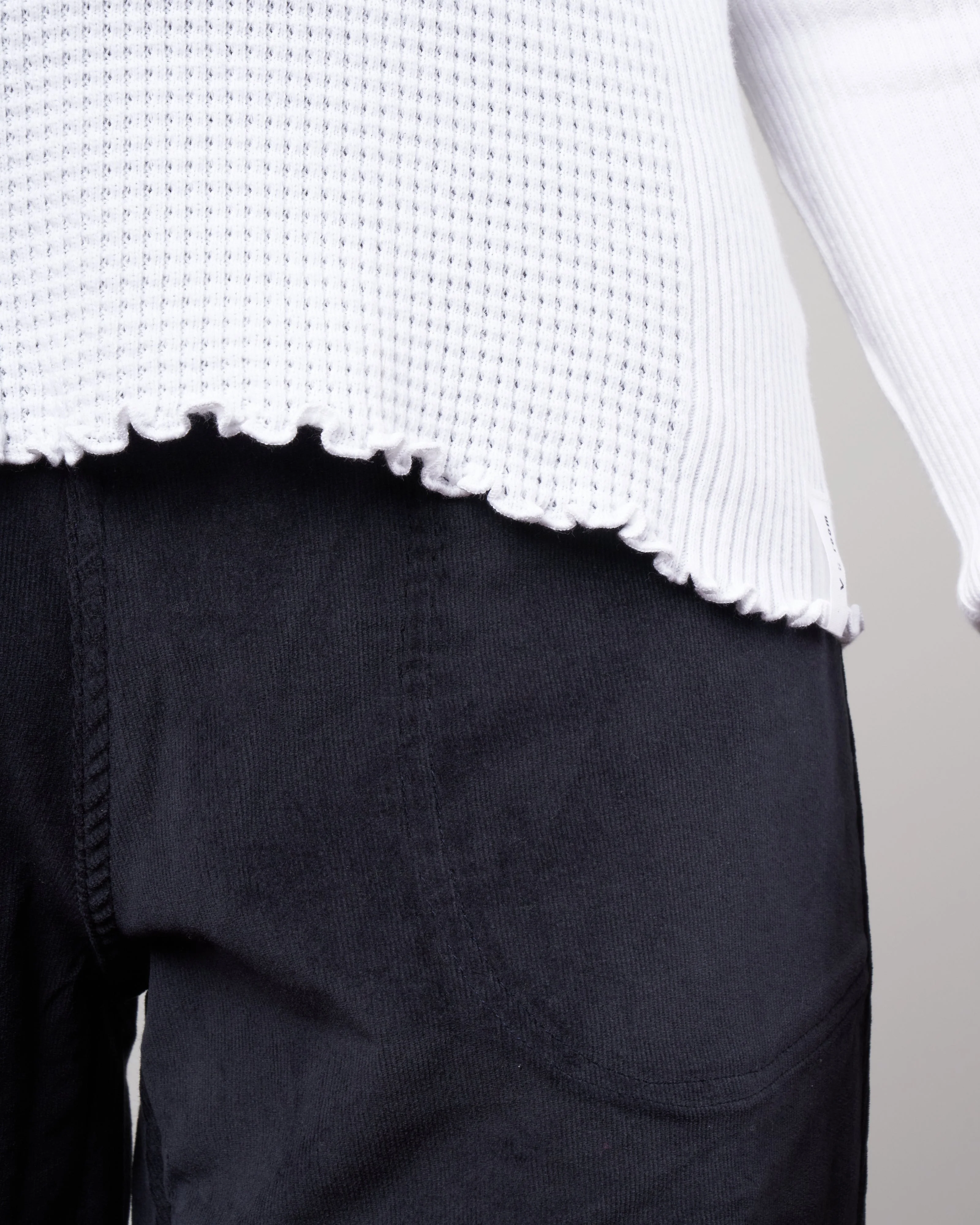 waffle rib combo tube, long sleeve crew top - white - Image 5