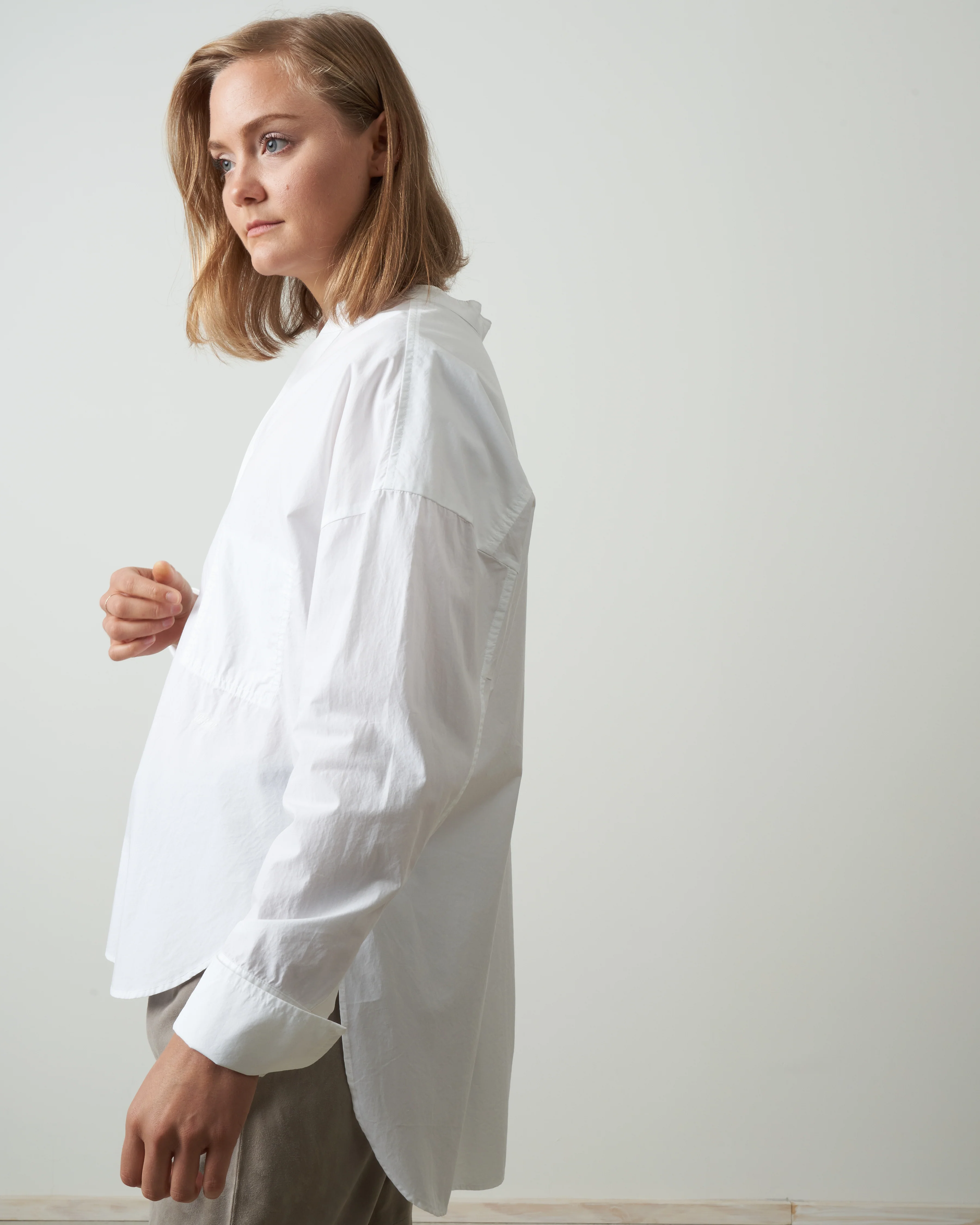 banded collar shirt - white - Image 2