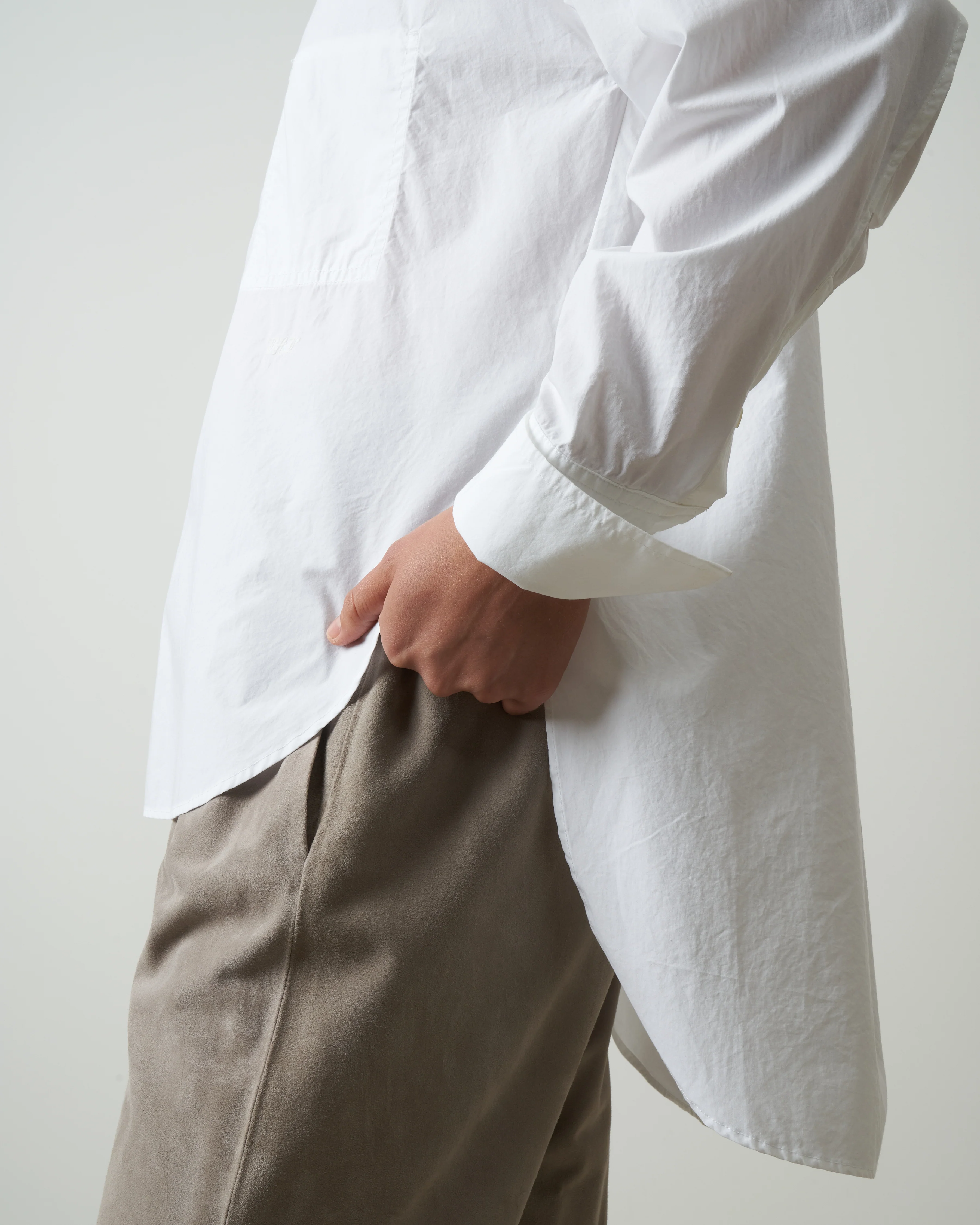 banded collar shirt - white - Image 5