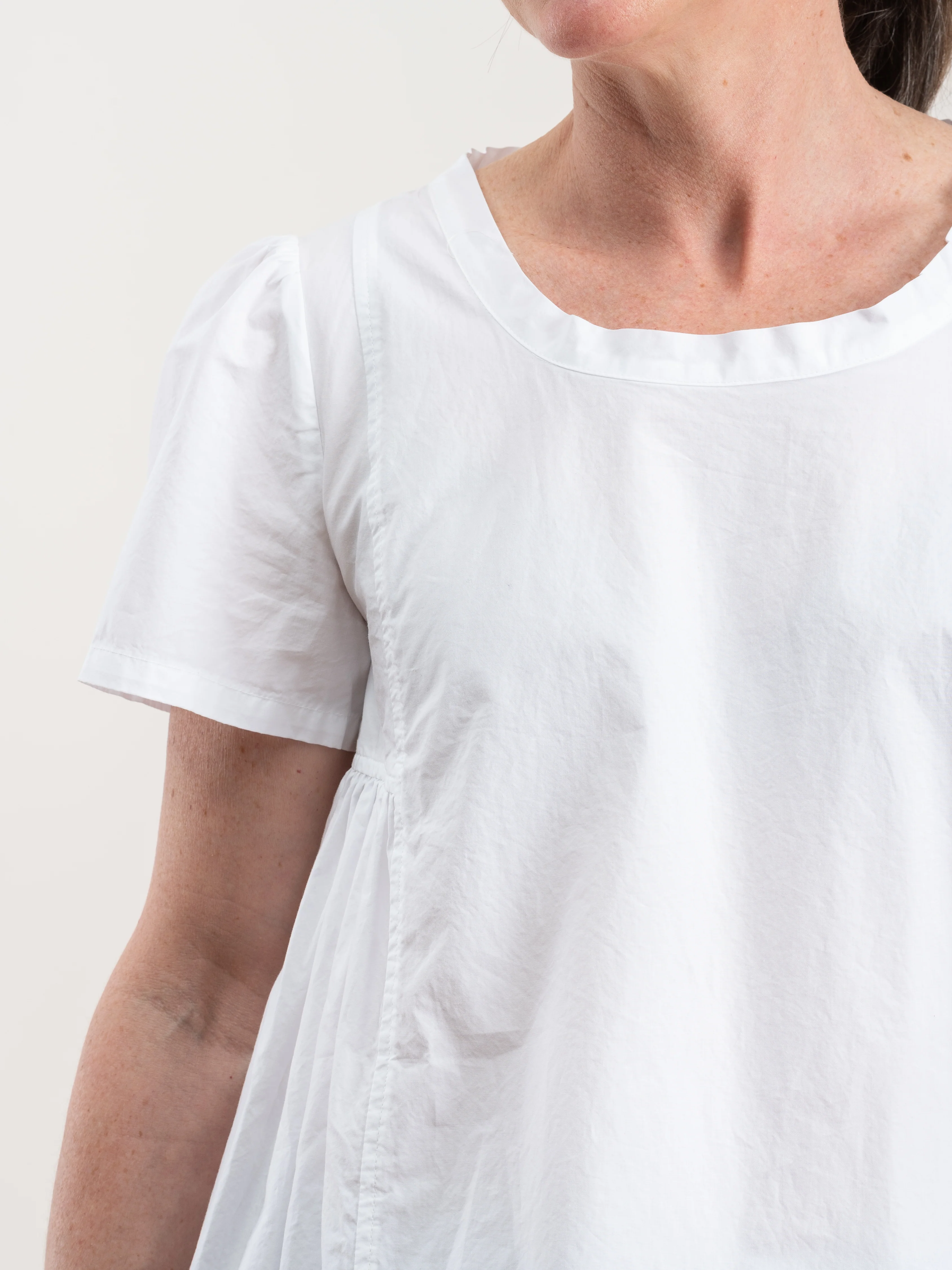 cotton poplin side pleated top - white - Image 5