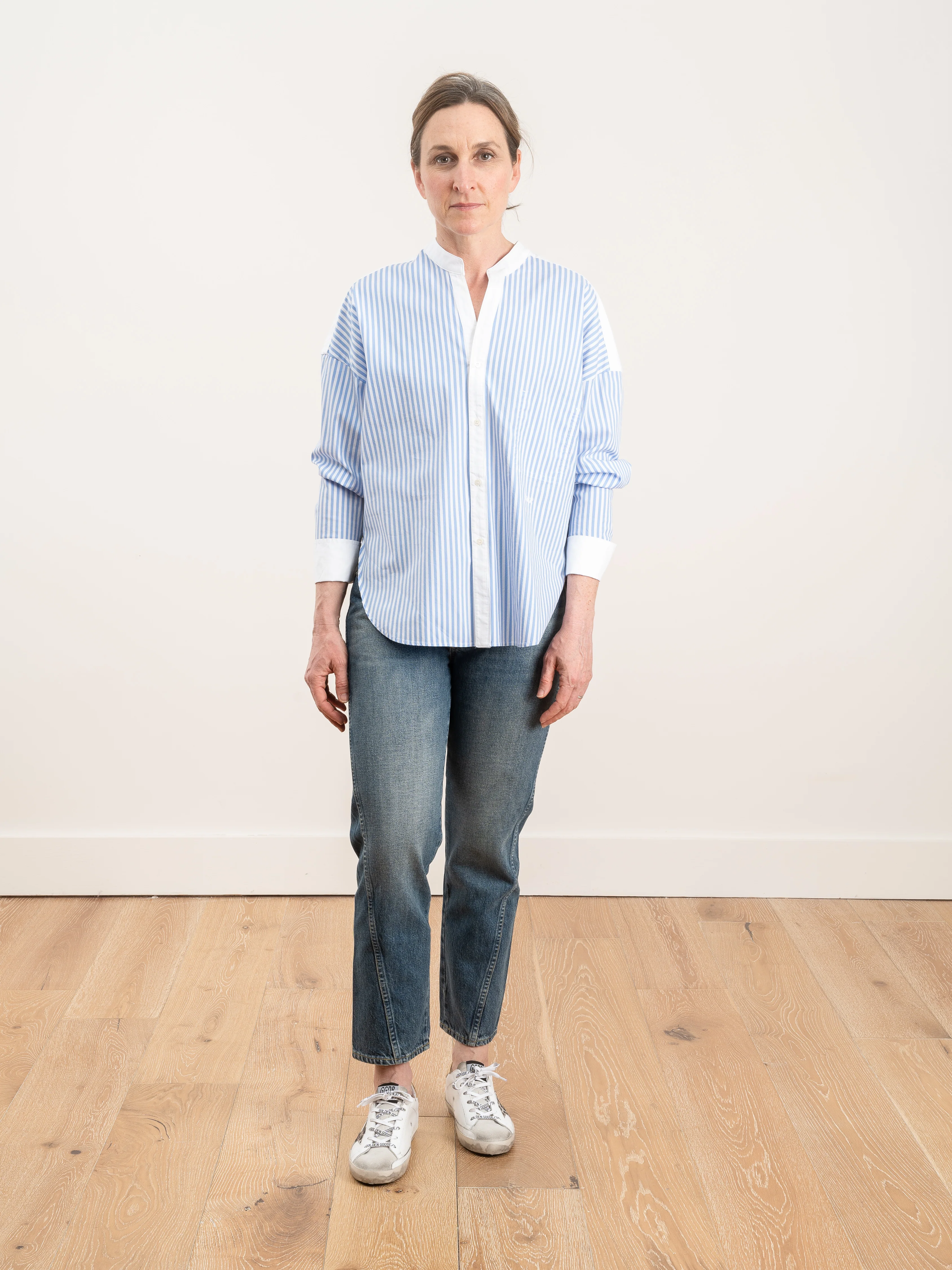 banded collar shirt - tricolor - Image 2