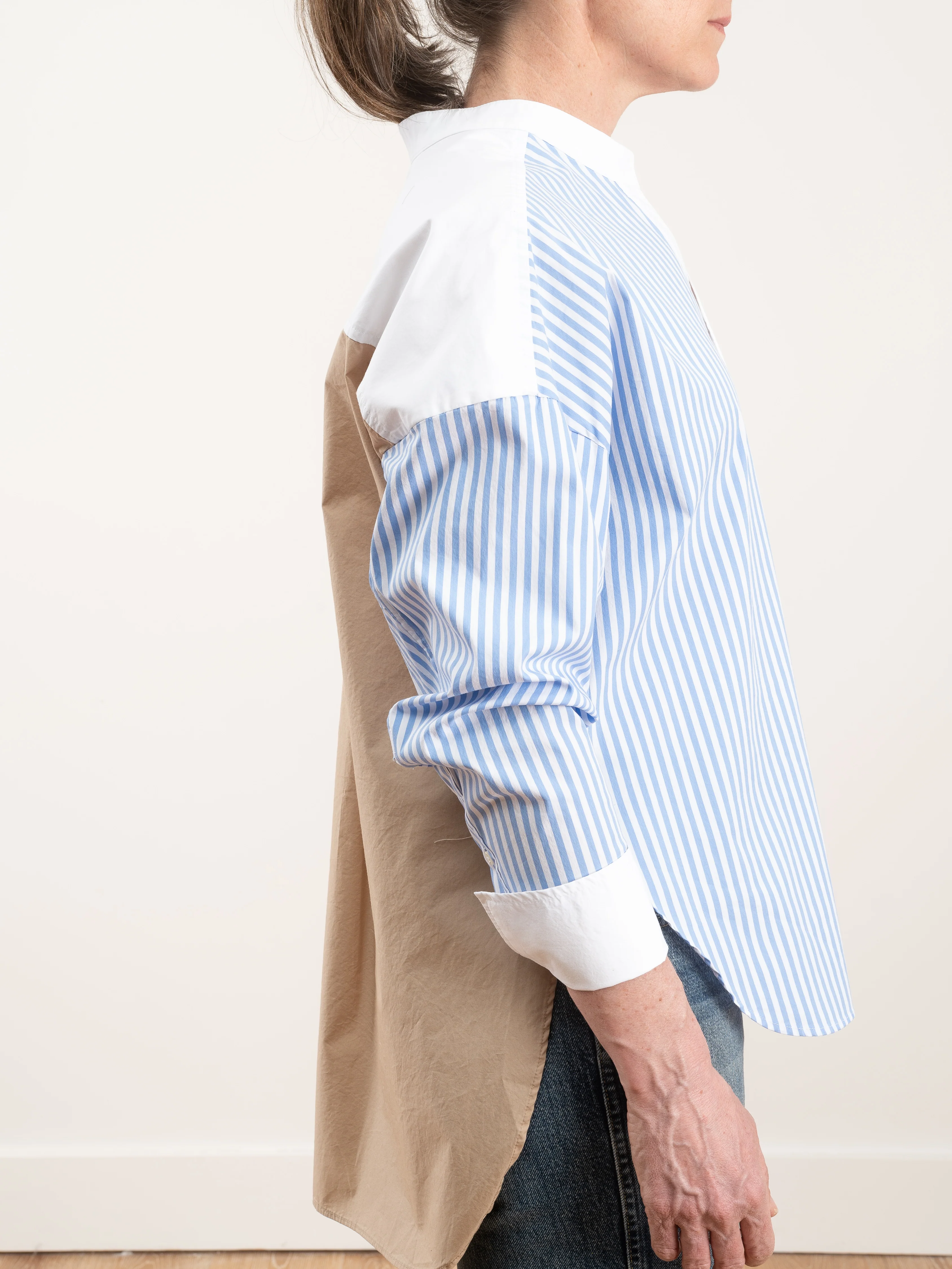 banded collar shirt - tricolor - Image 4