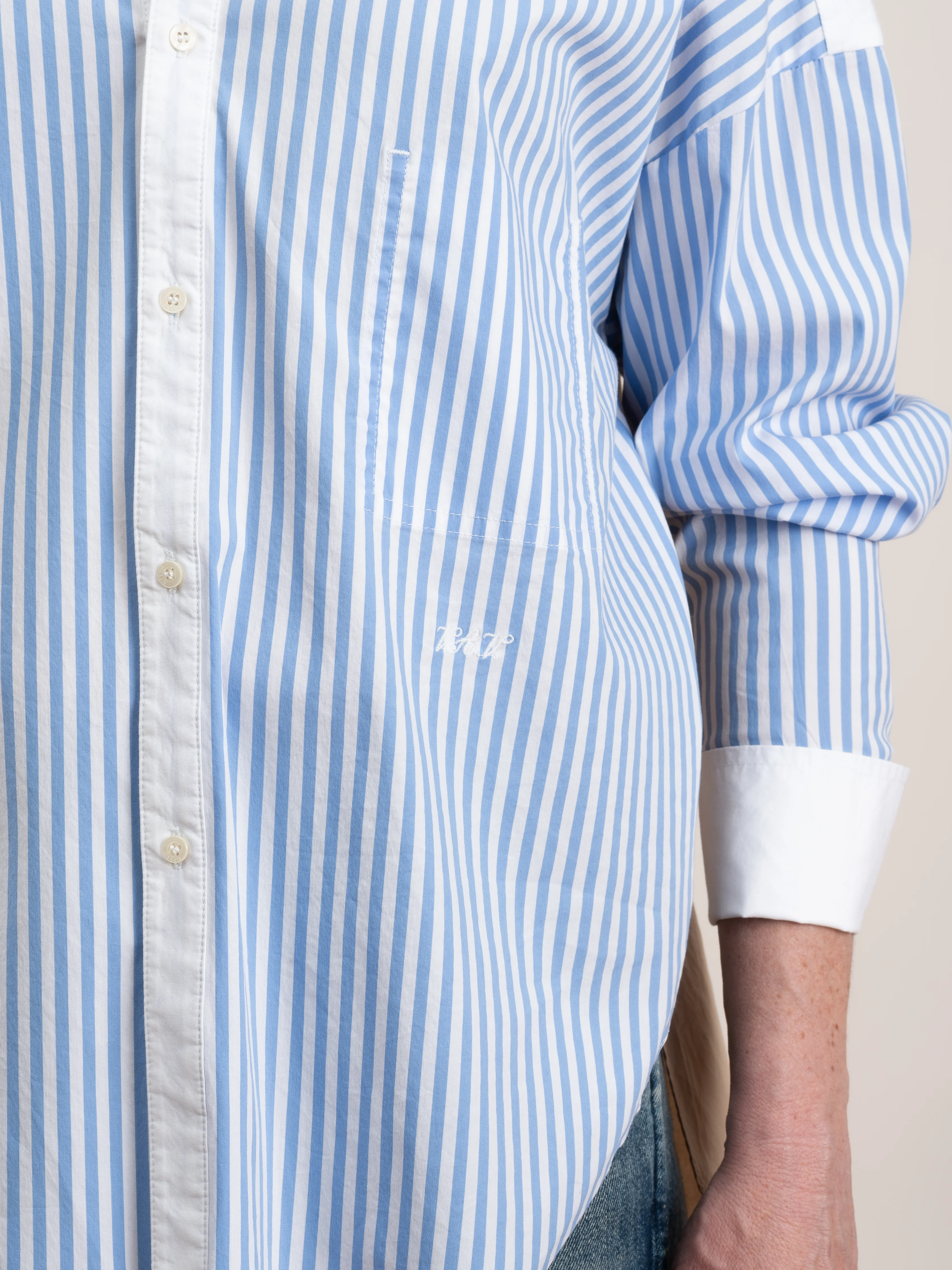 banded collar shirt - tricolor - Image 6