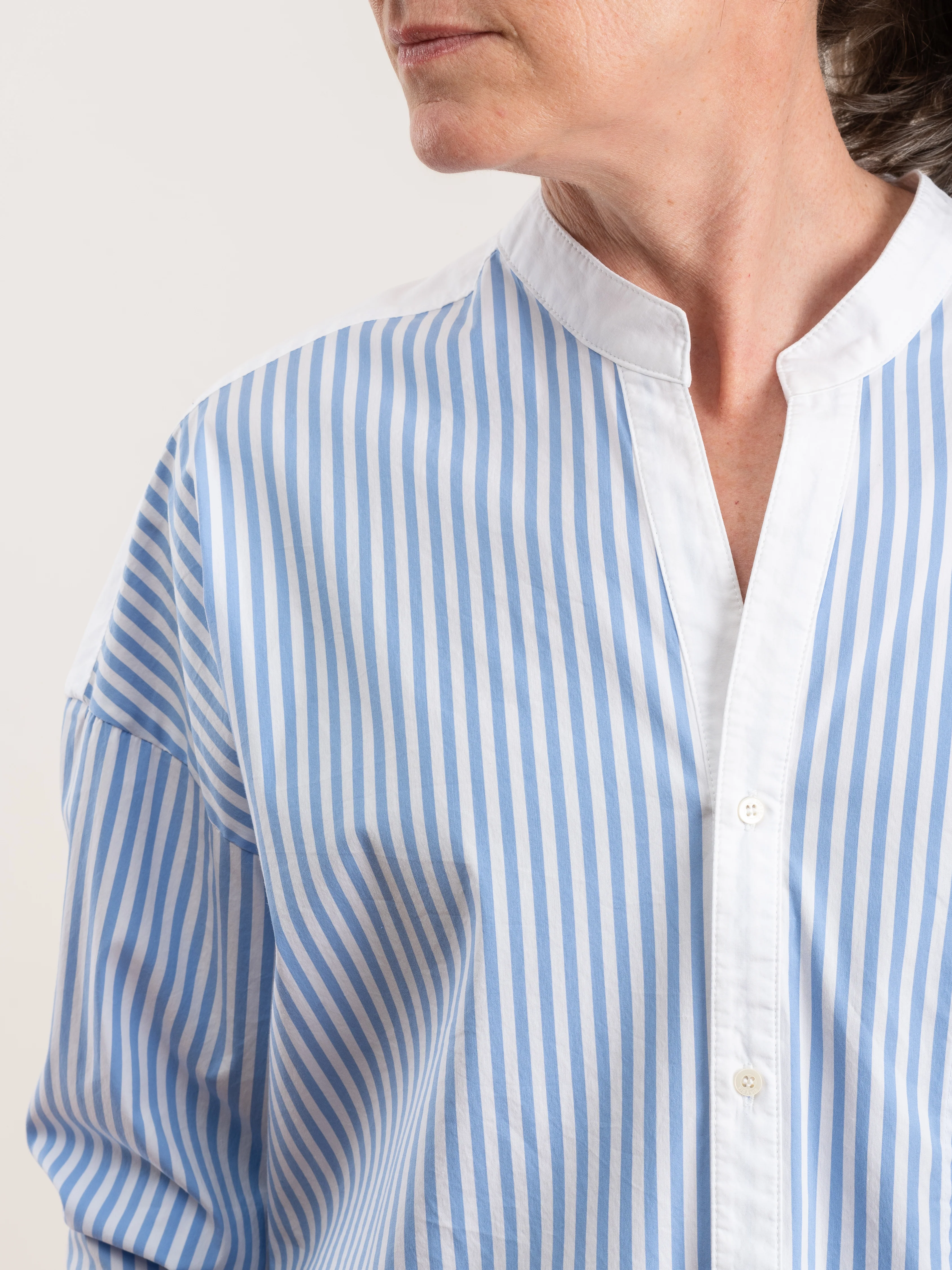 banded collar shirt - tricolor - Image 7