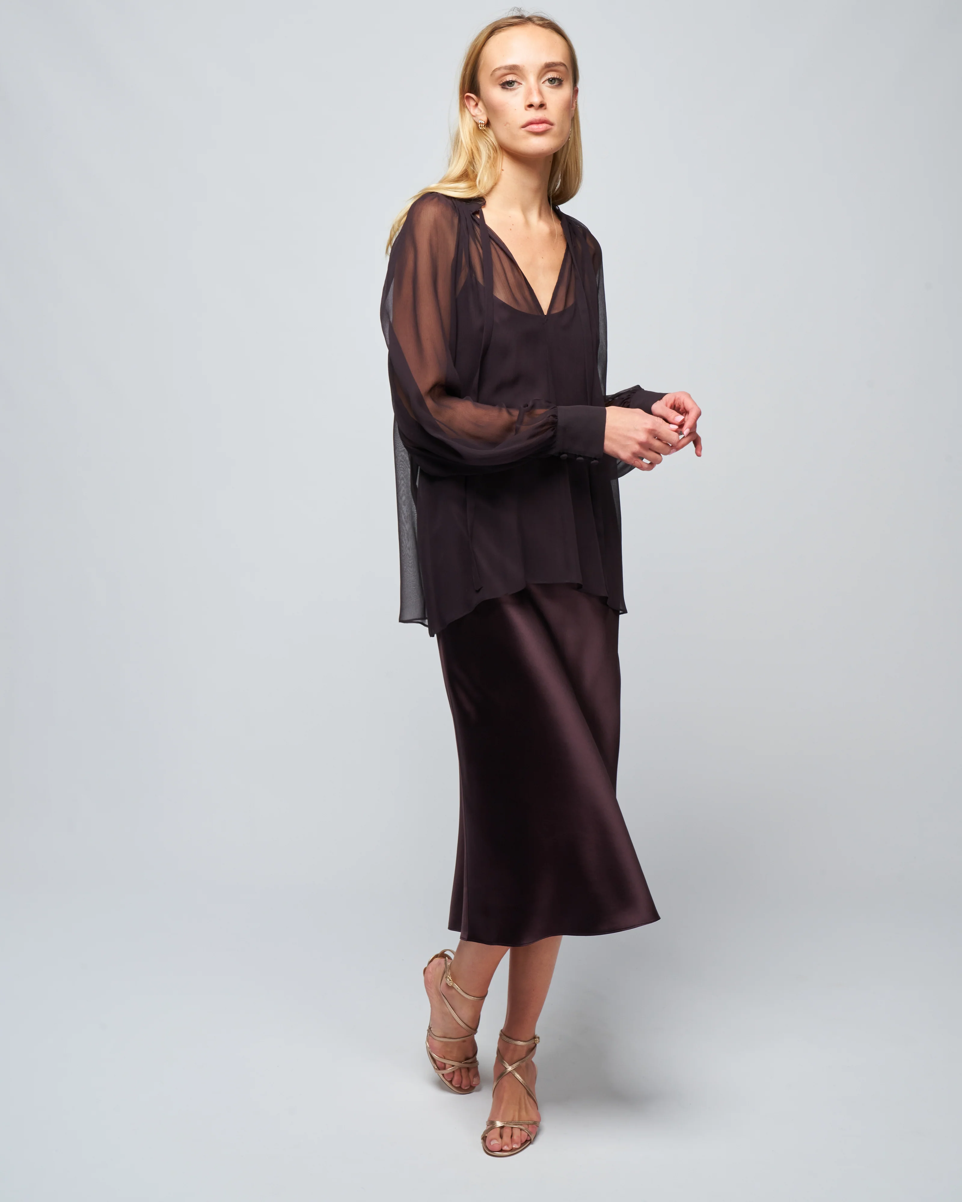 bishop chiffon blouse - aubergine - Image 2