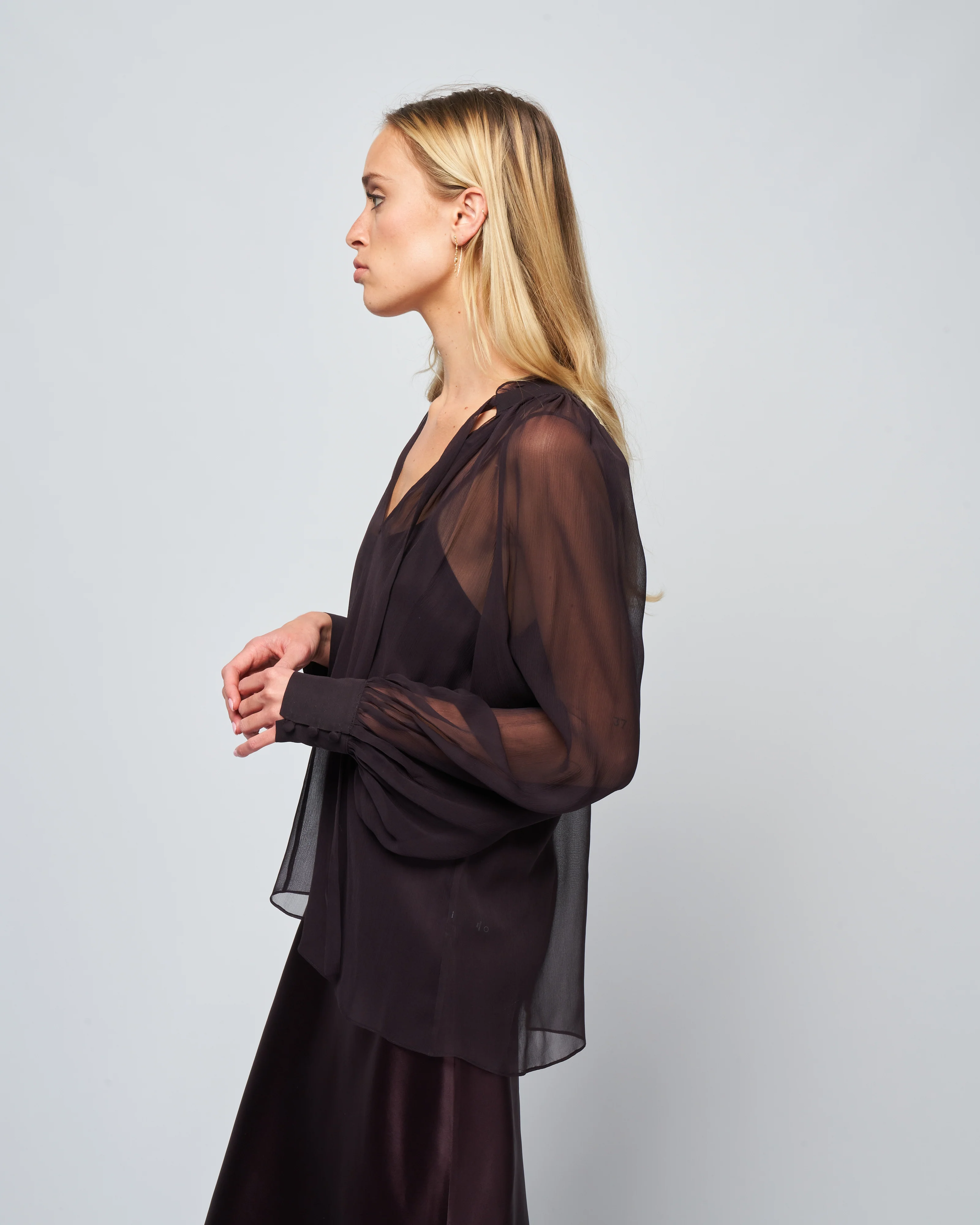 bishop chiffon blouse - aubergine - Image 3