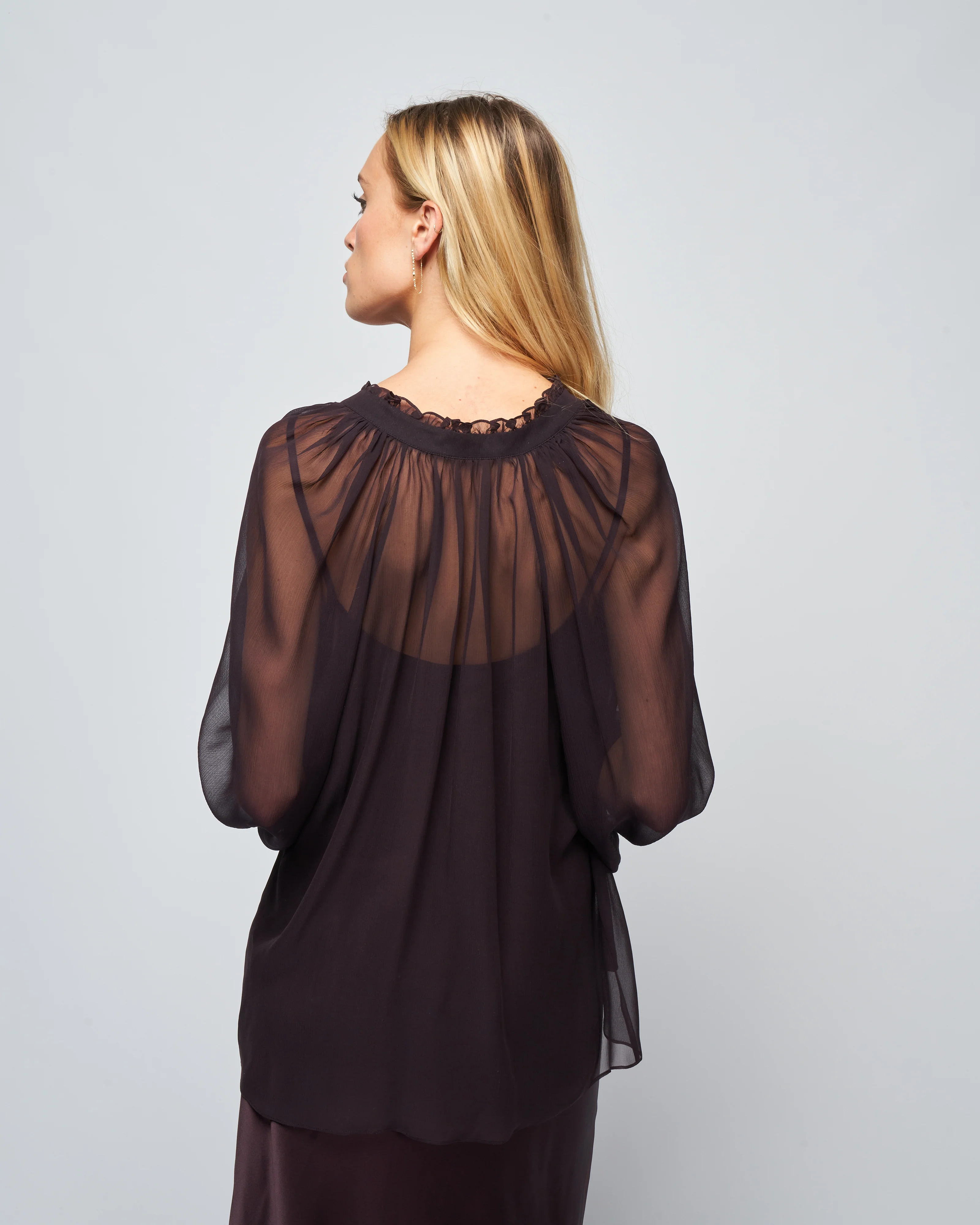 bishop chiffon blouse - aubergine - Image 4