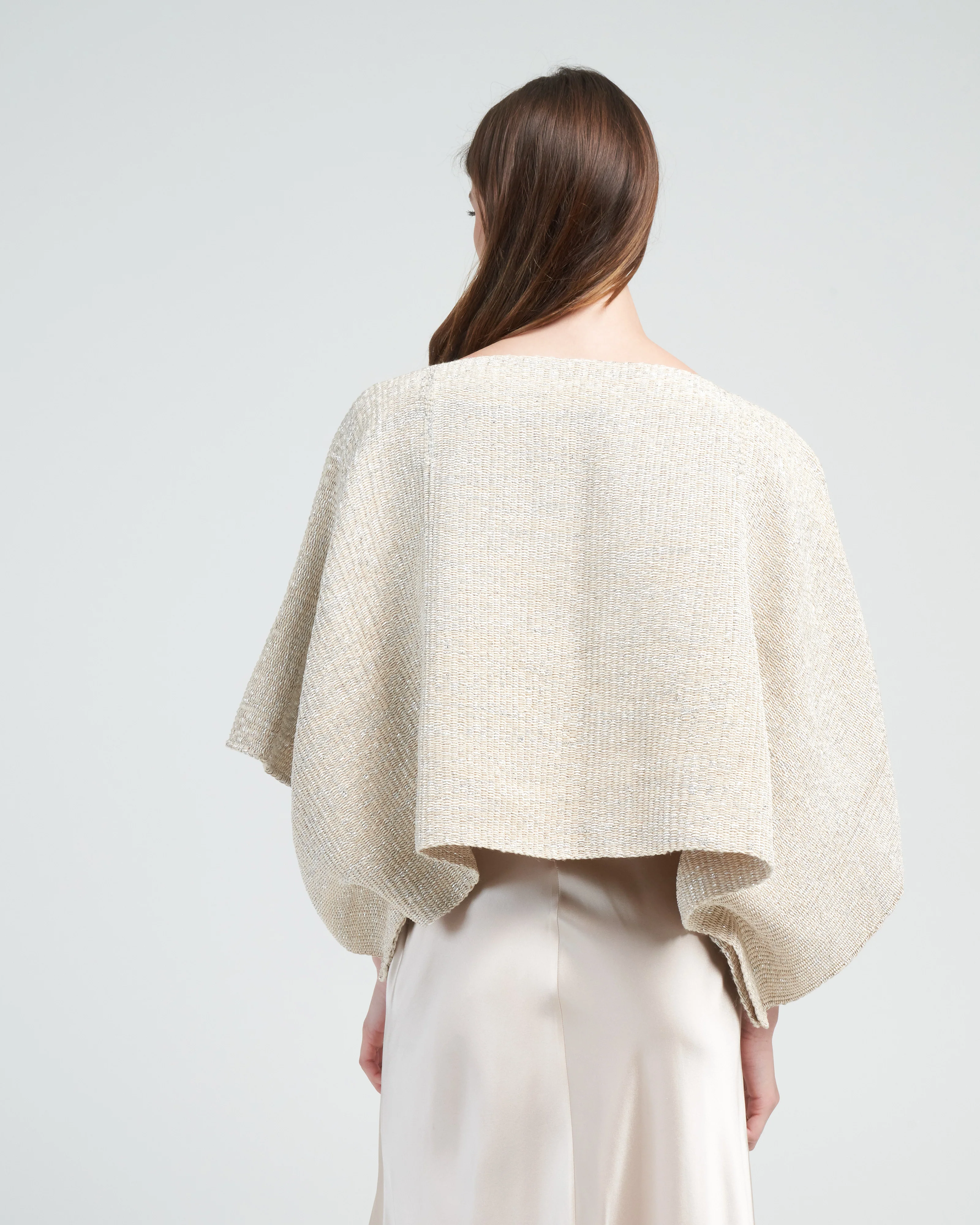 crop top with lurex - pearl - Image 4