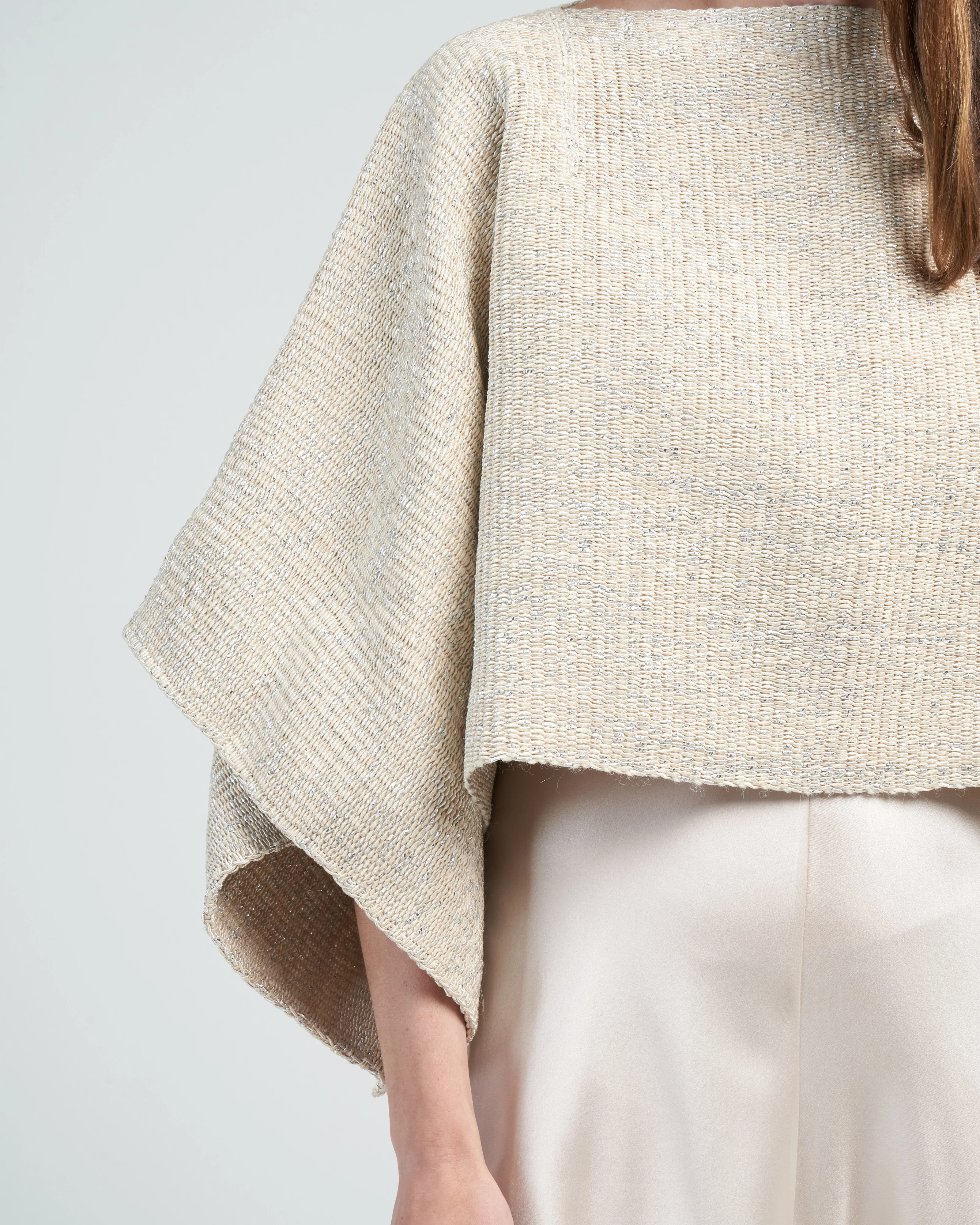 crop top with lurex - pearl - Image 5
