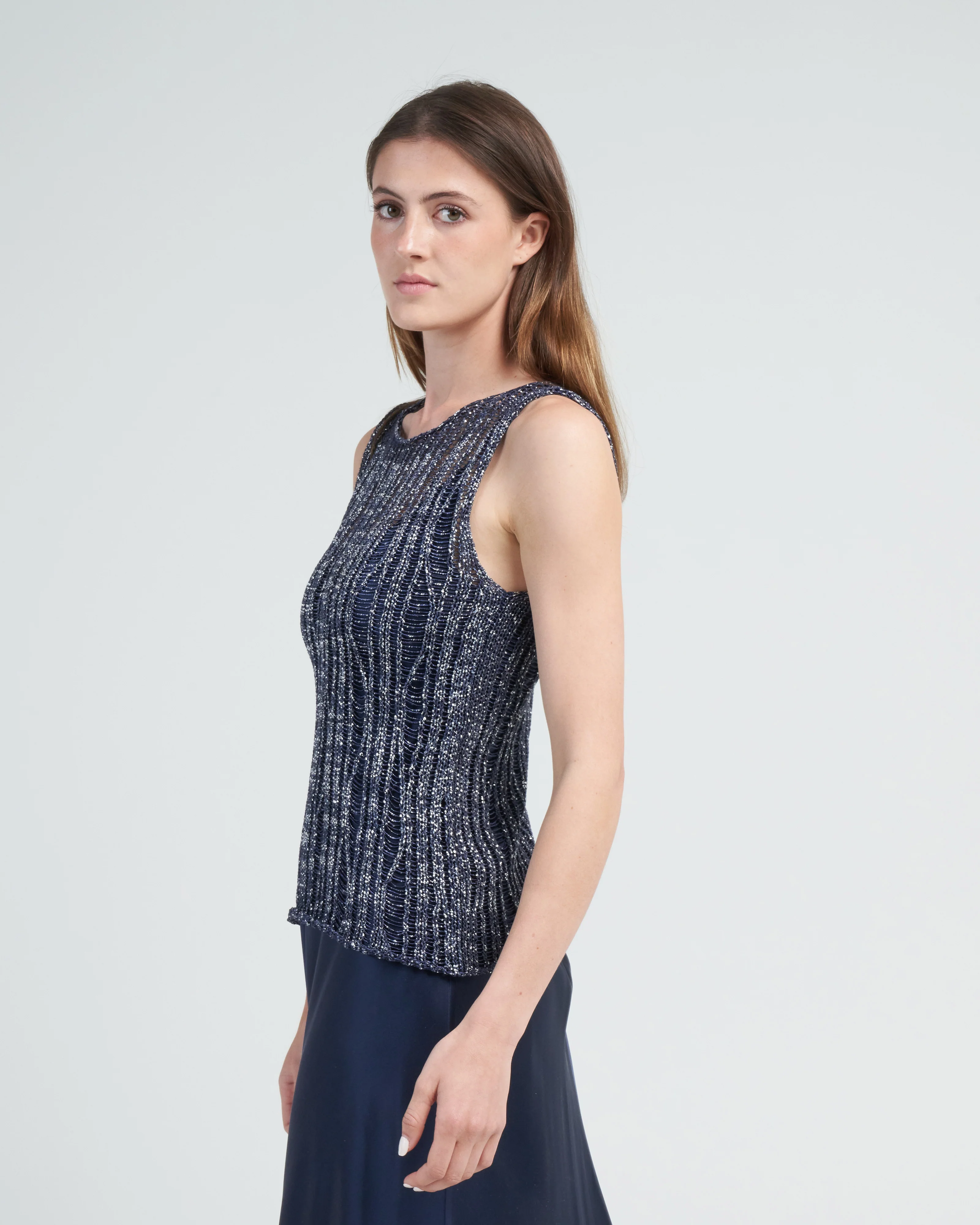 lace knit tank - midnight - Image 3
