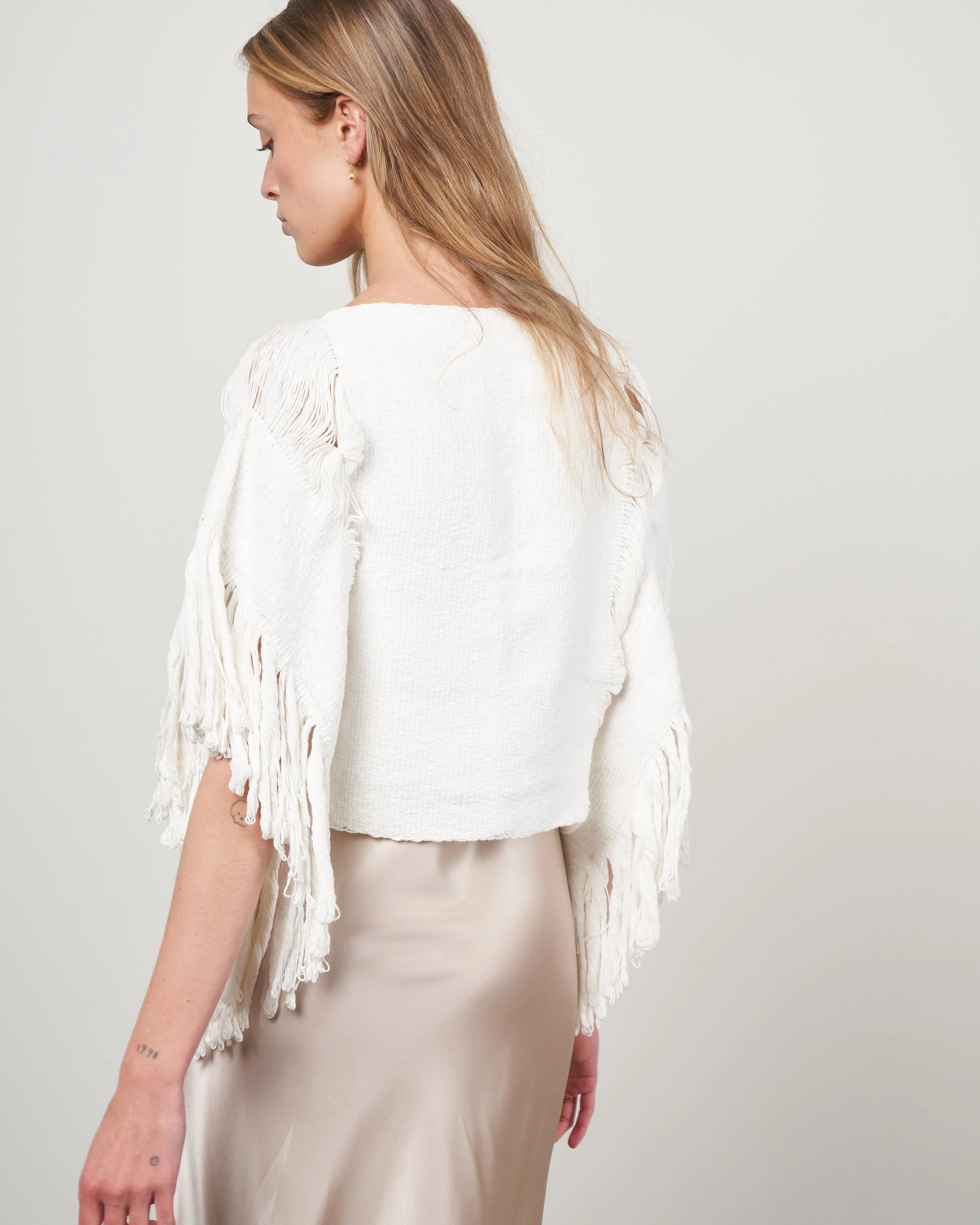 lacy crop top - ivory - Image 4