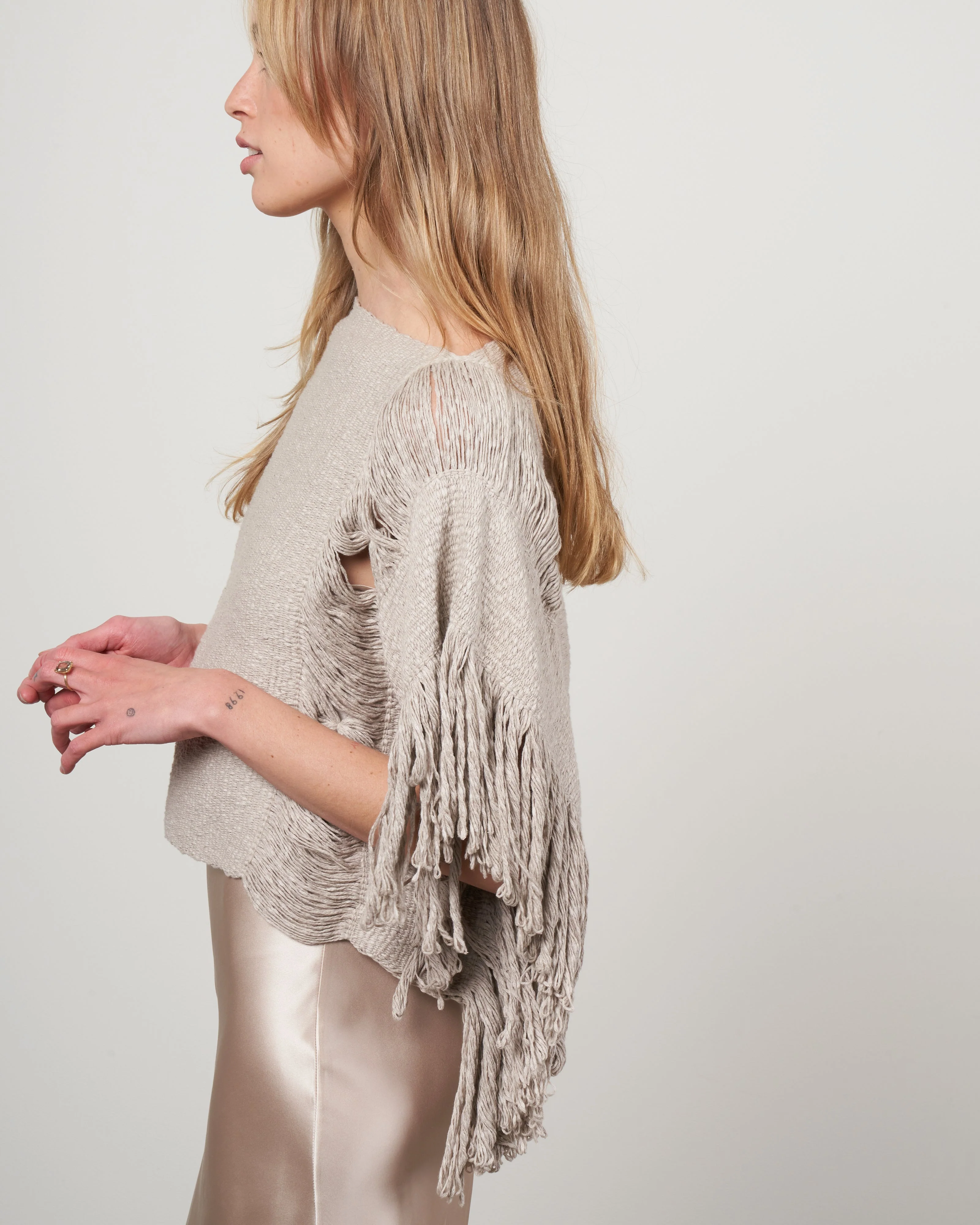 lacy crop top - taupe - Image 3