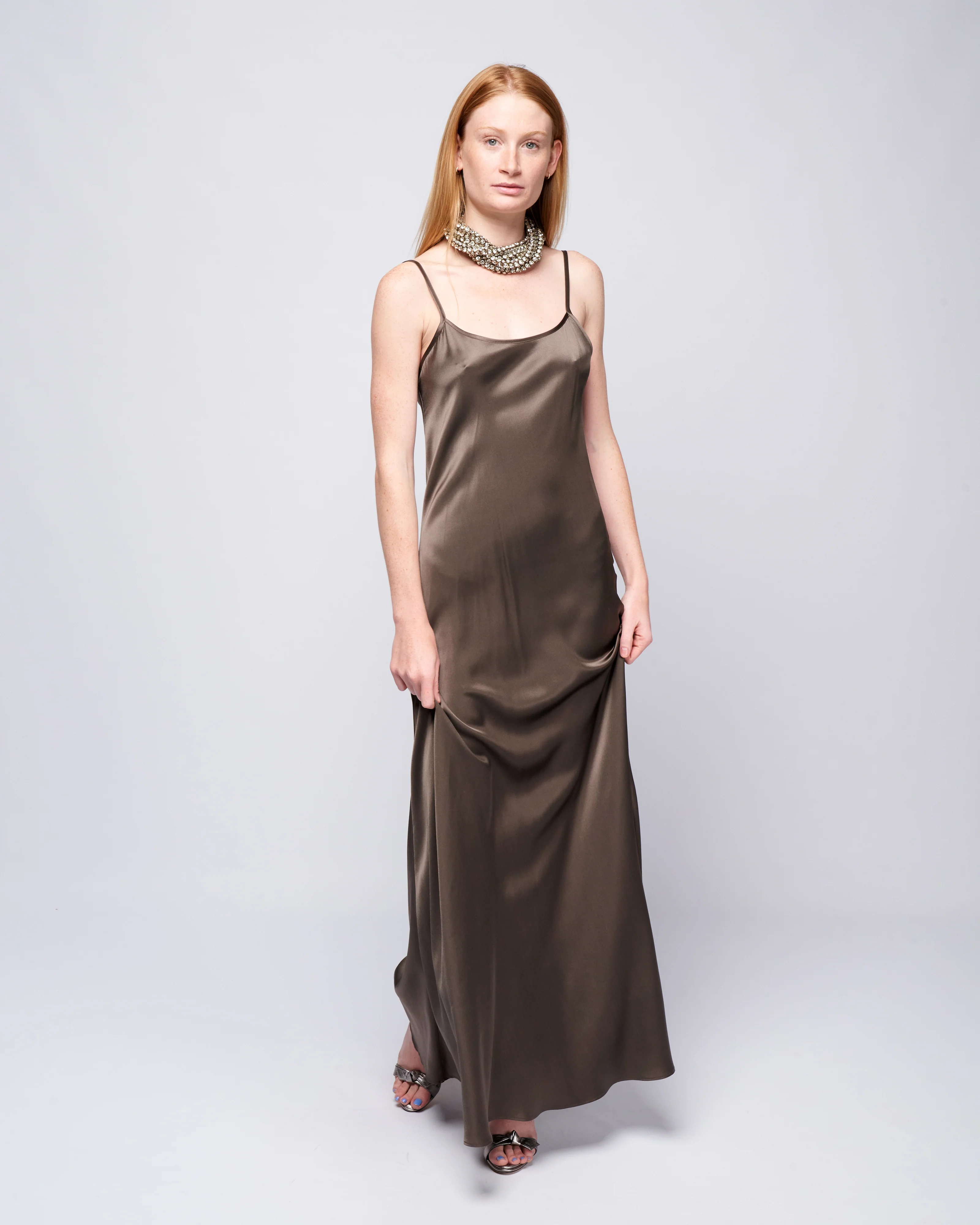 long slip dress - mink - Image 2