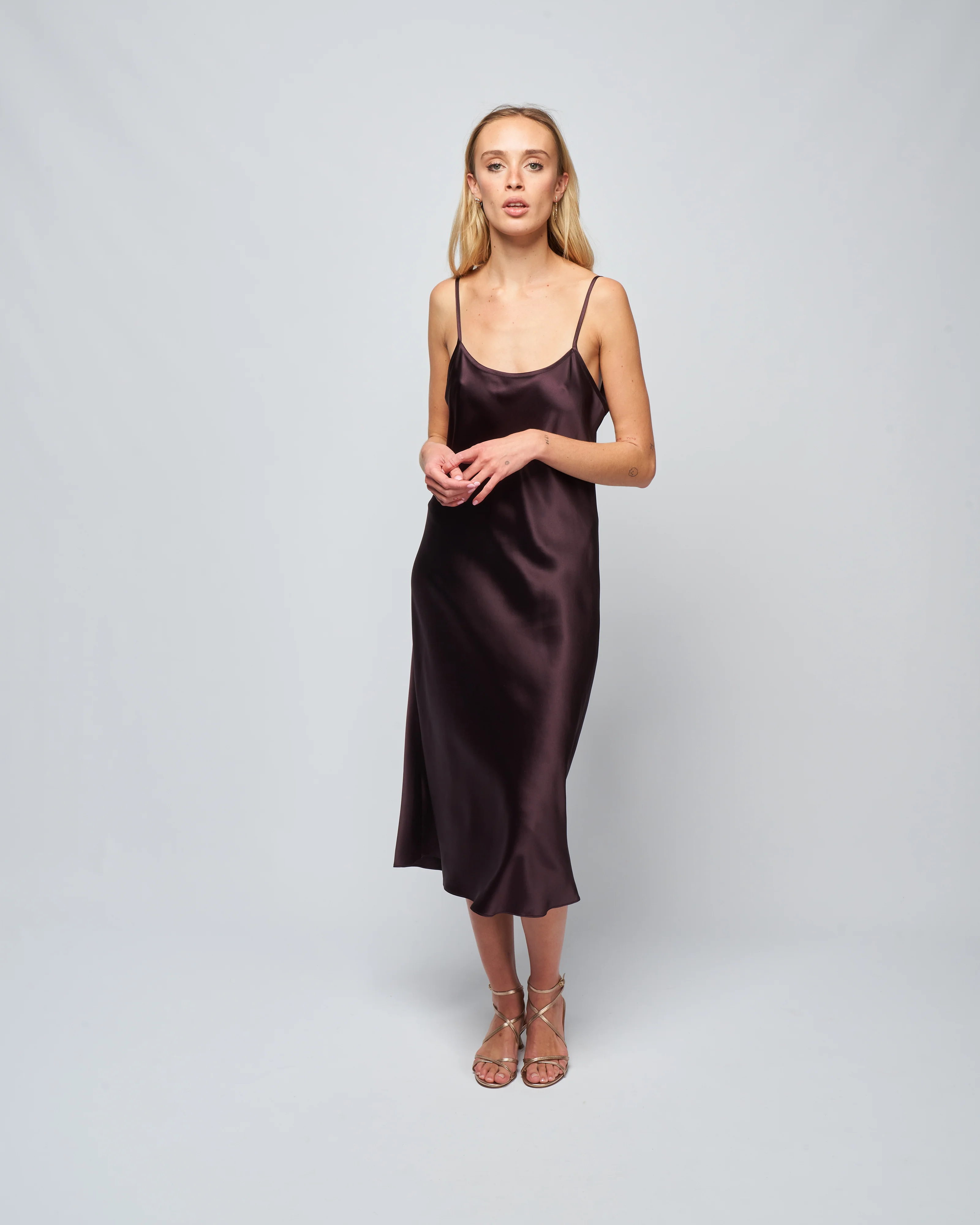 midi slip dress - aubergine - Image 2