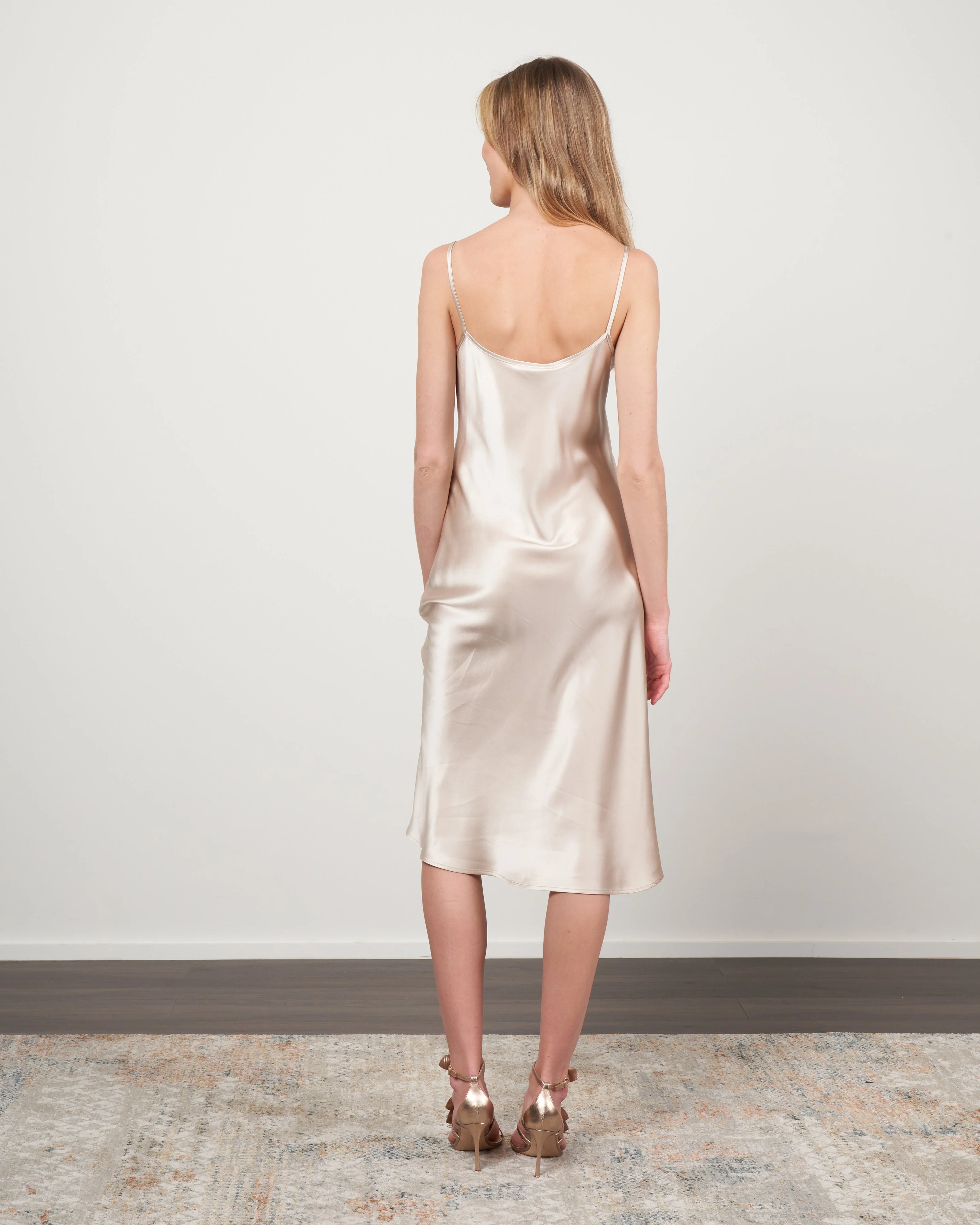 midi slip dress - bone silk - Image 3