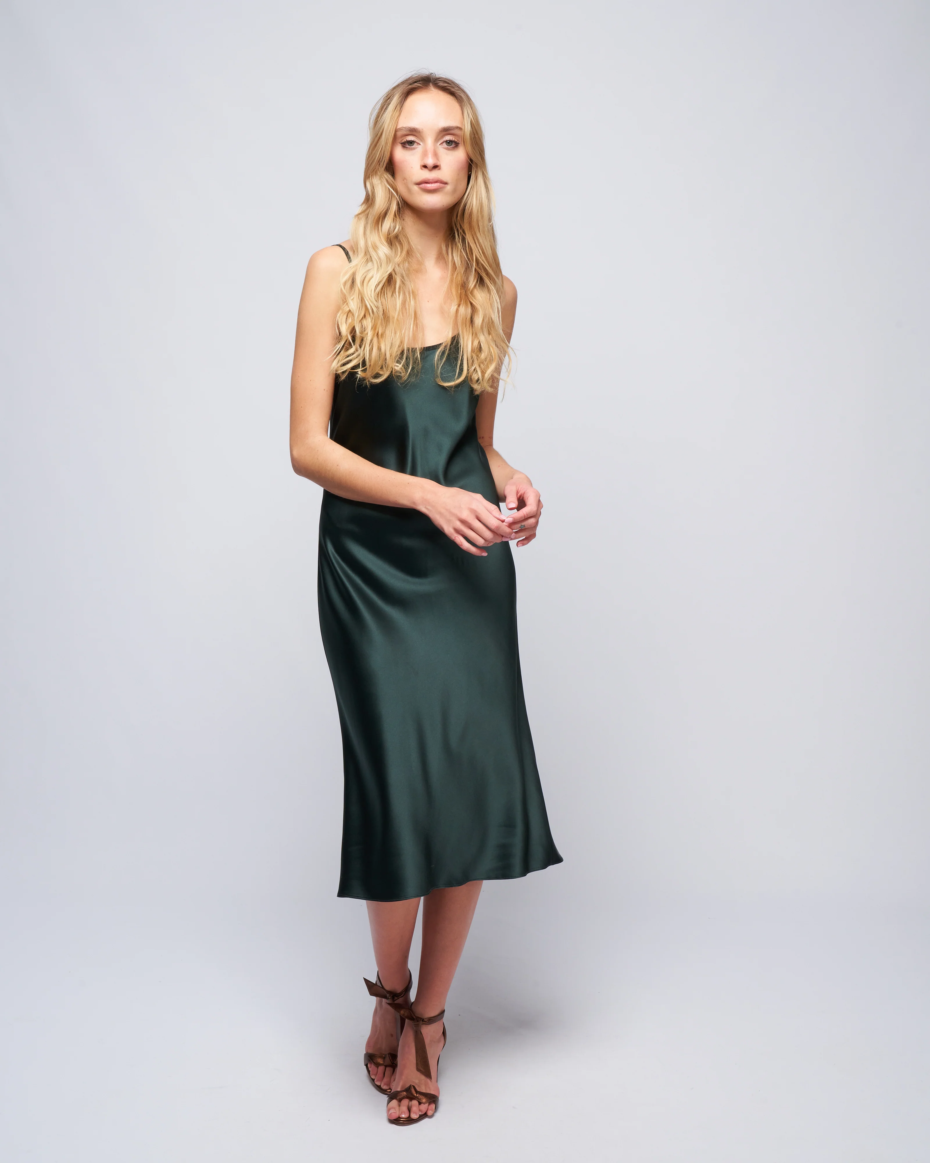 midi slip dress - forest - Image 2