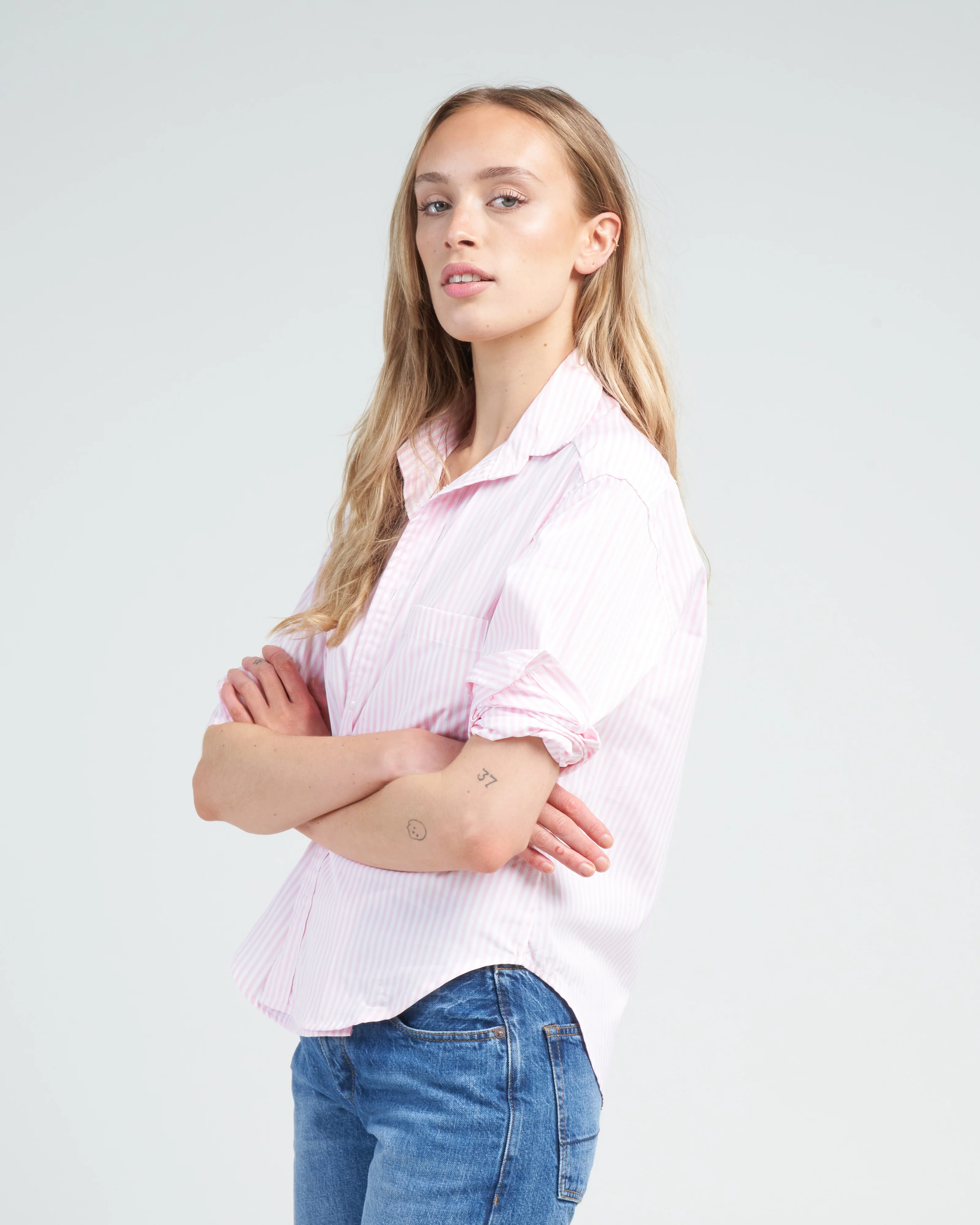 the crop shirt, royale cotton - trop belle stripe - Image 4