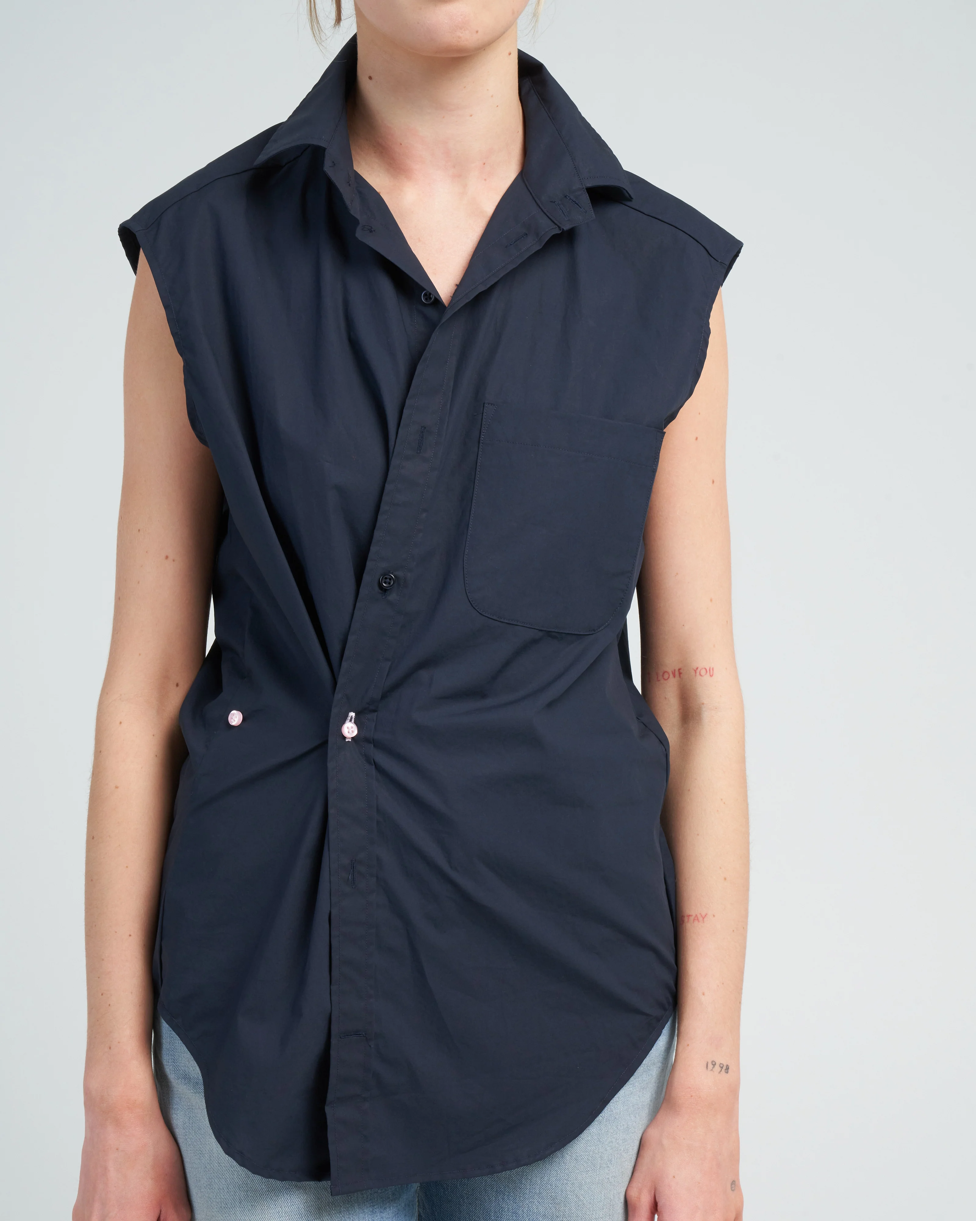 the cutoff shirt, paper cotton - navy blue - Image 2