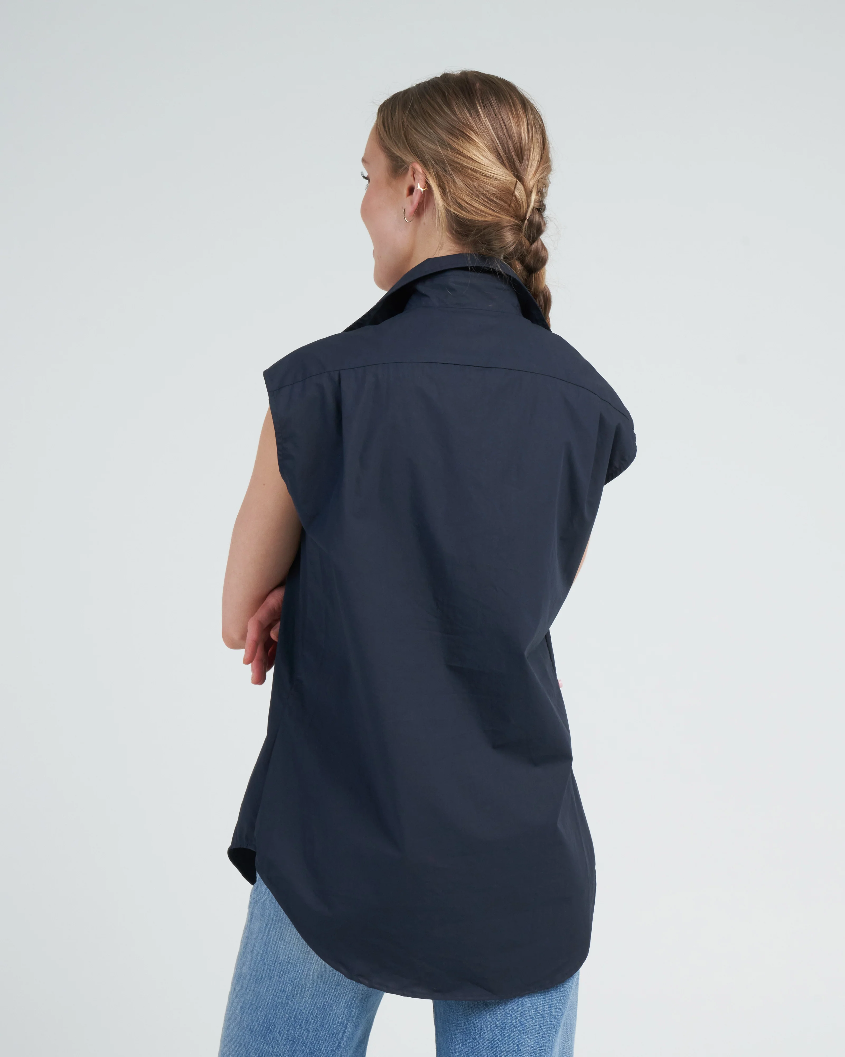 the cutoff shirt, paper cotton - navy blue - Image 5