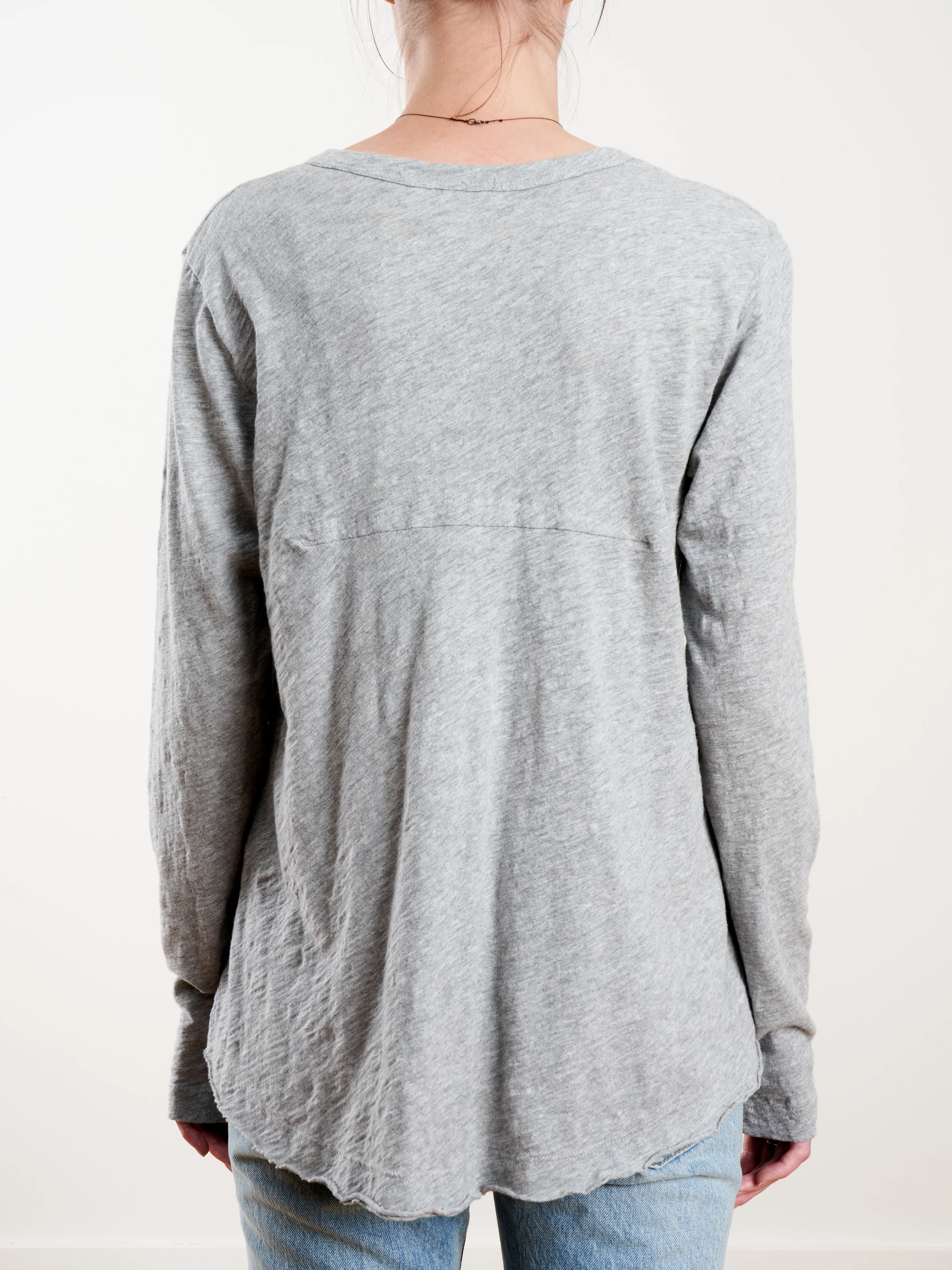 l/s hi-low shrunken placket tee - gray heather - Image 5