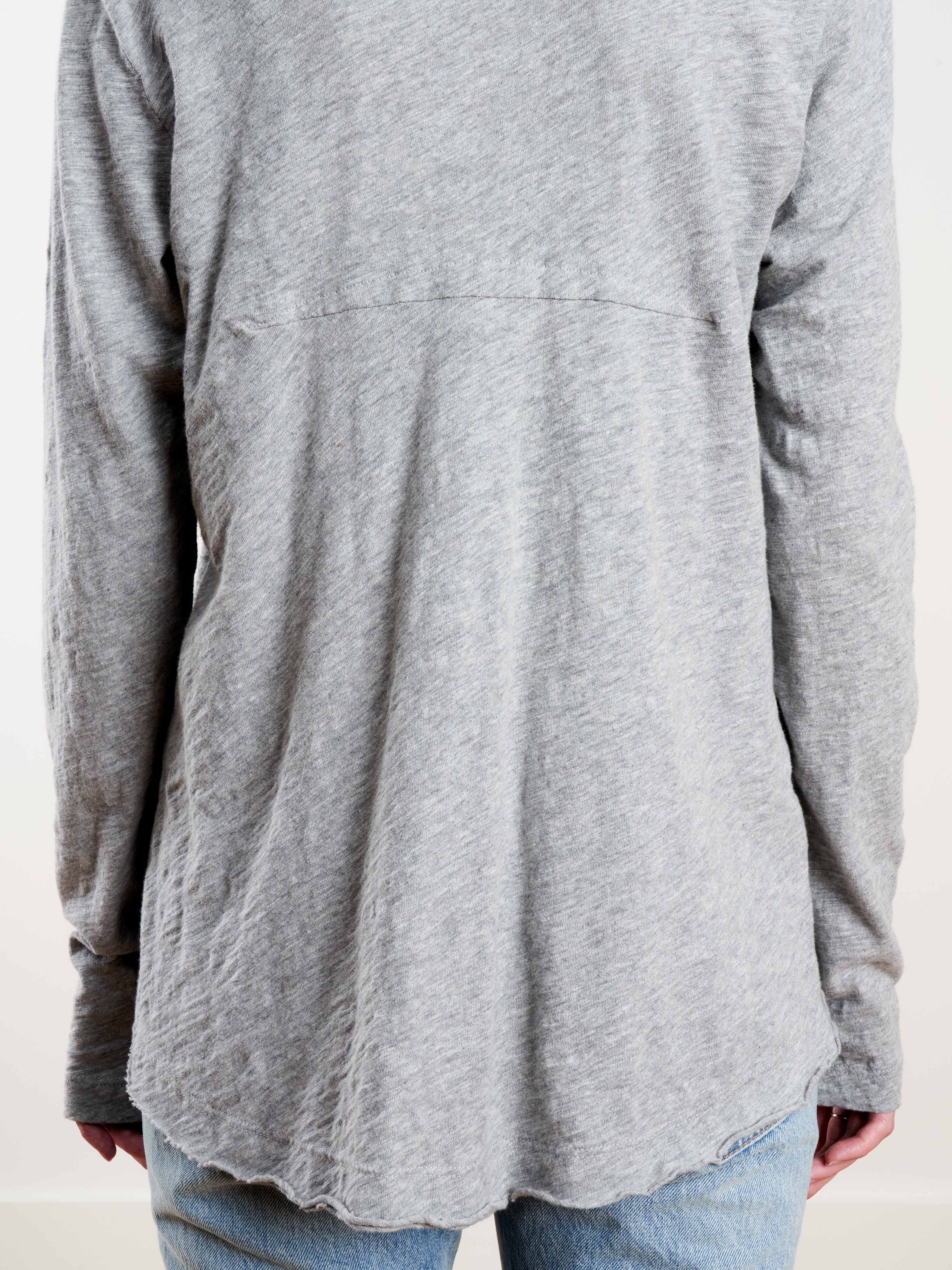 l/s hi-low shrunken placket tee - gray heather - Image 6