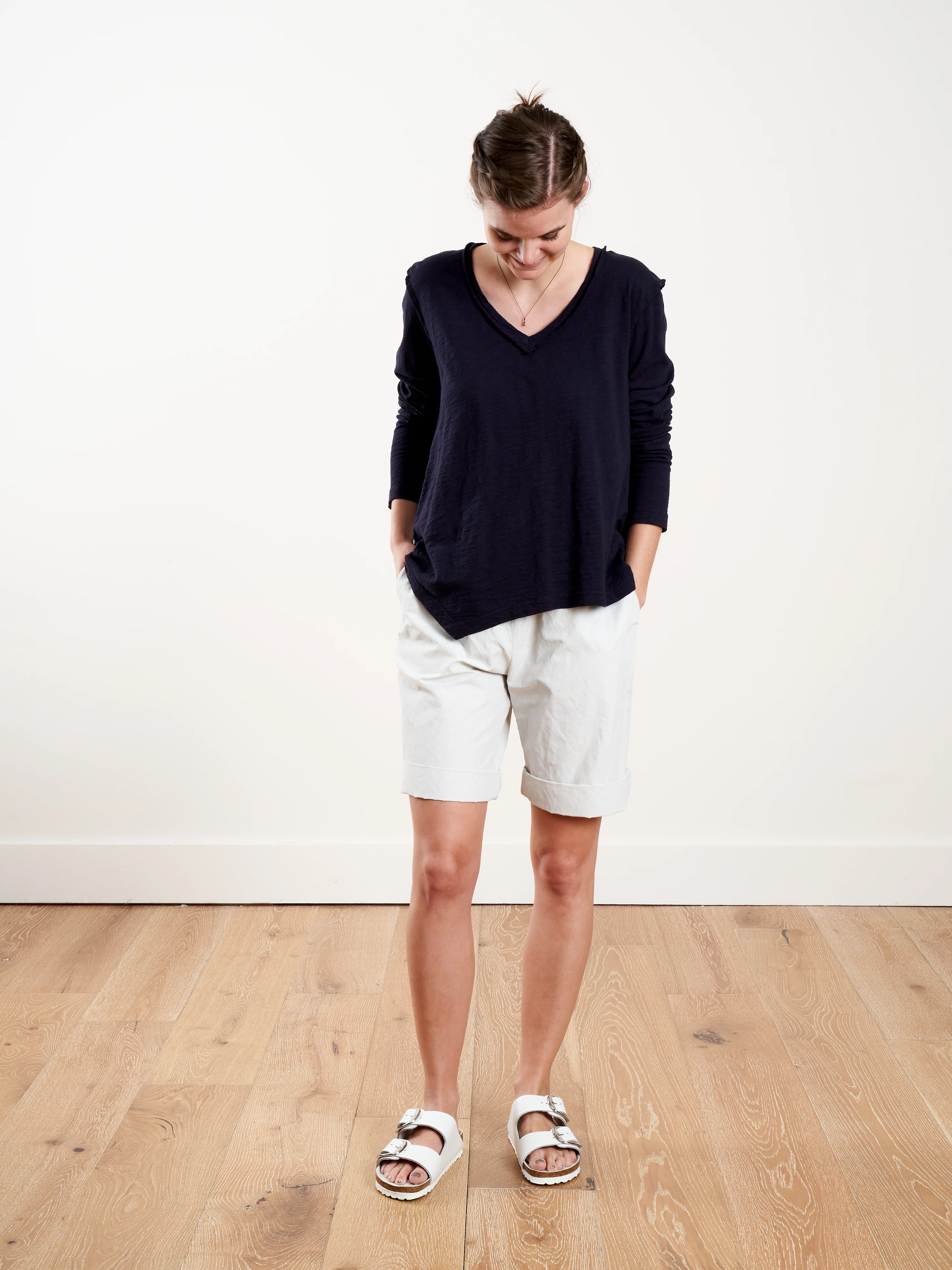 l/s v-neck shrunken slant tee - twilight - Image 2