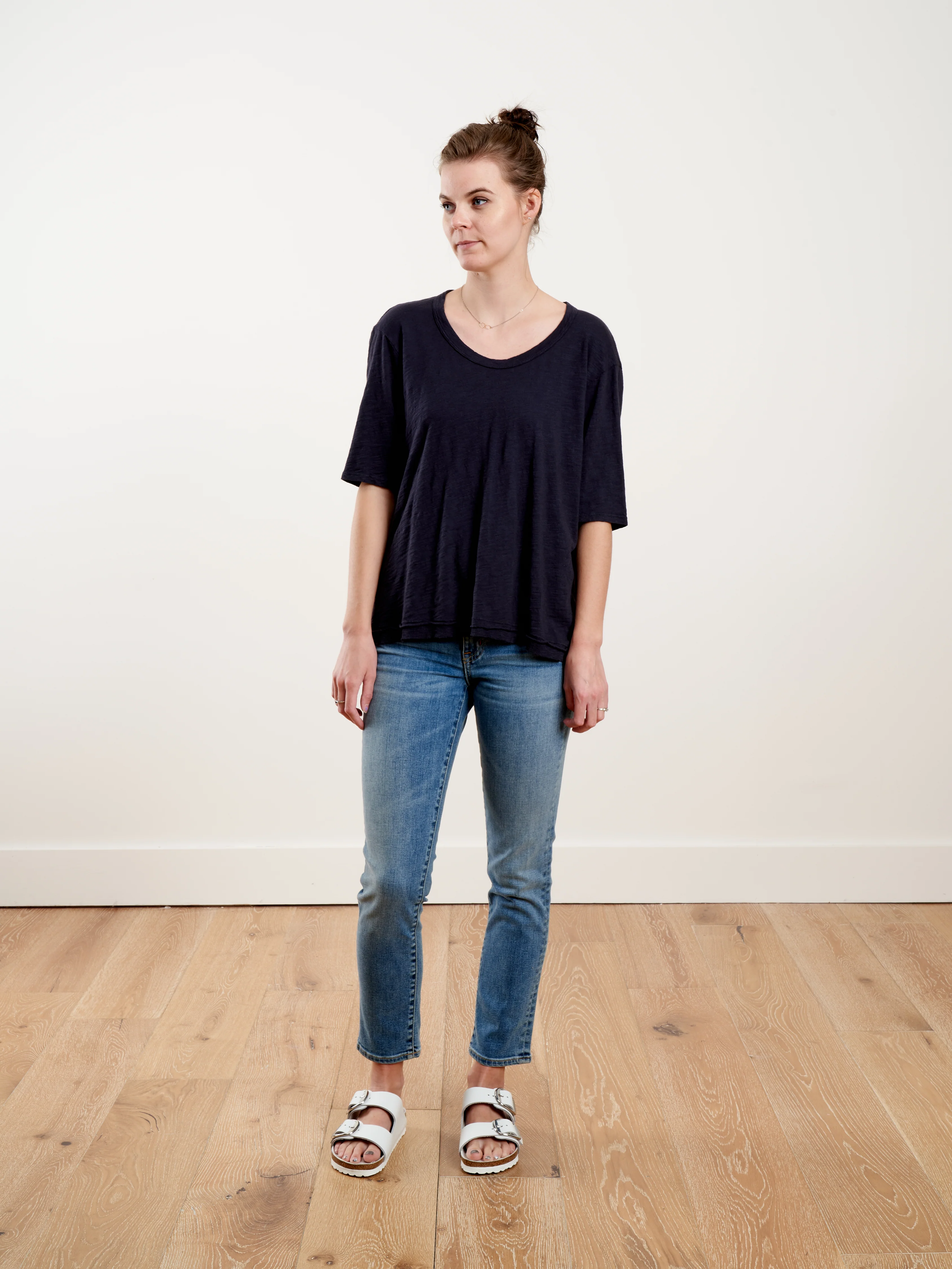 rib back mixed crew elbow tee - twilight - Image 2
