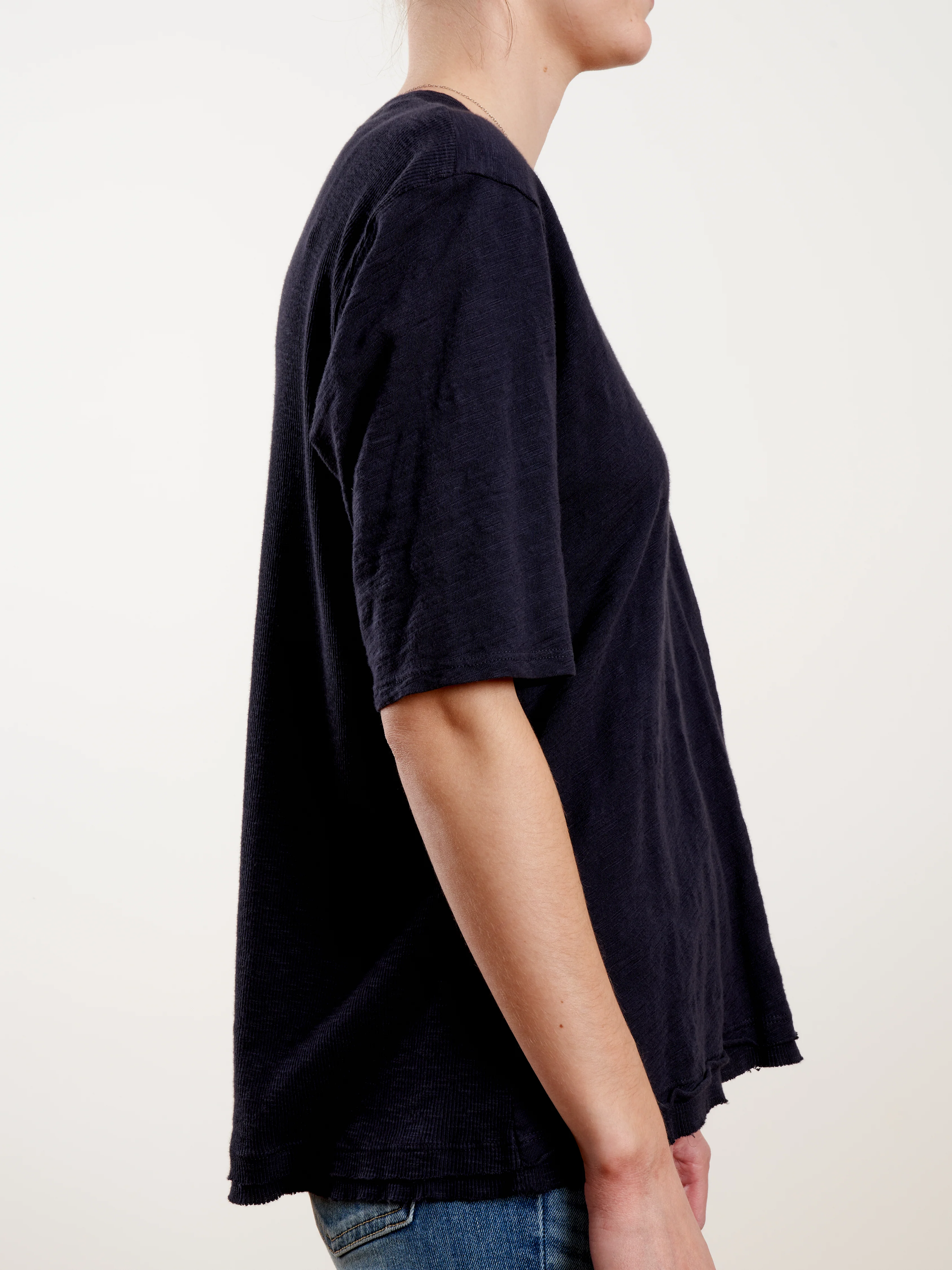 rib back mixed crew elbow tee - twilight - Image 3