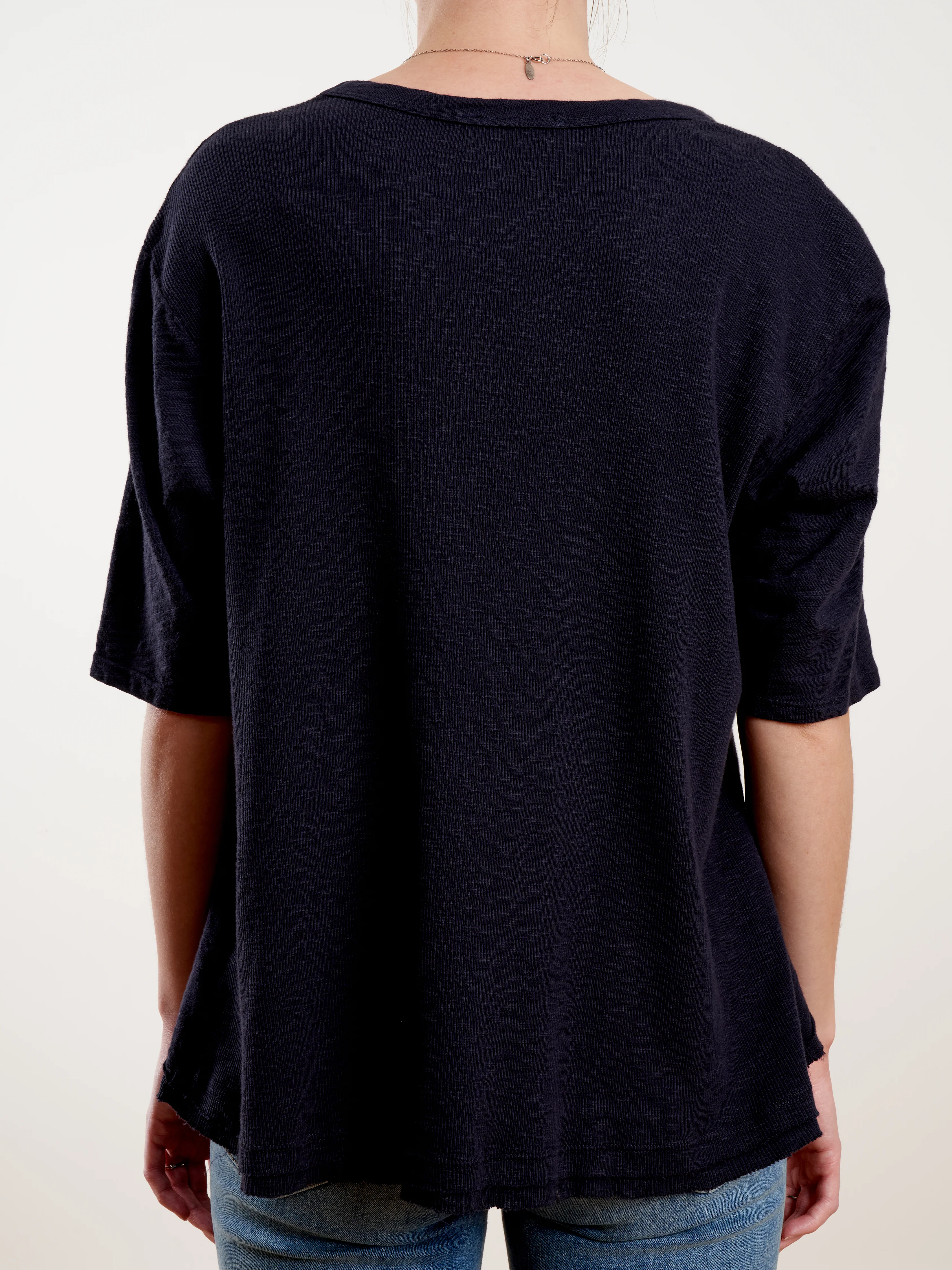 rib back mixed crew elbow tee - twilight - Image 4